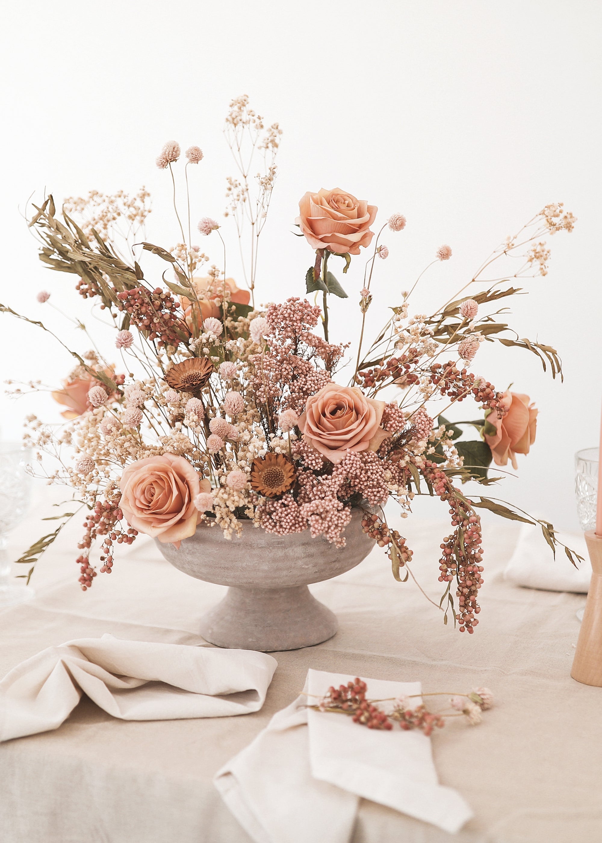 Pink Earthy Mauve Ceramic Compote Bowl for Table Centerpiece