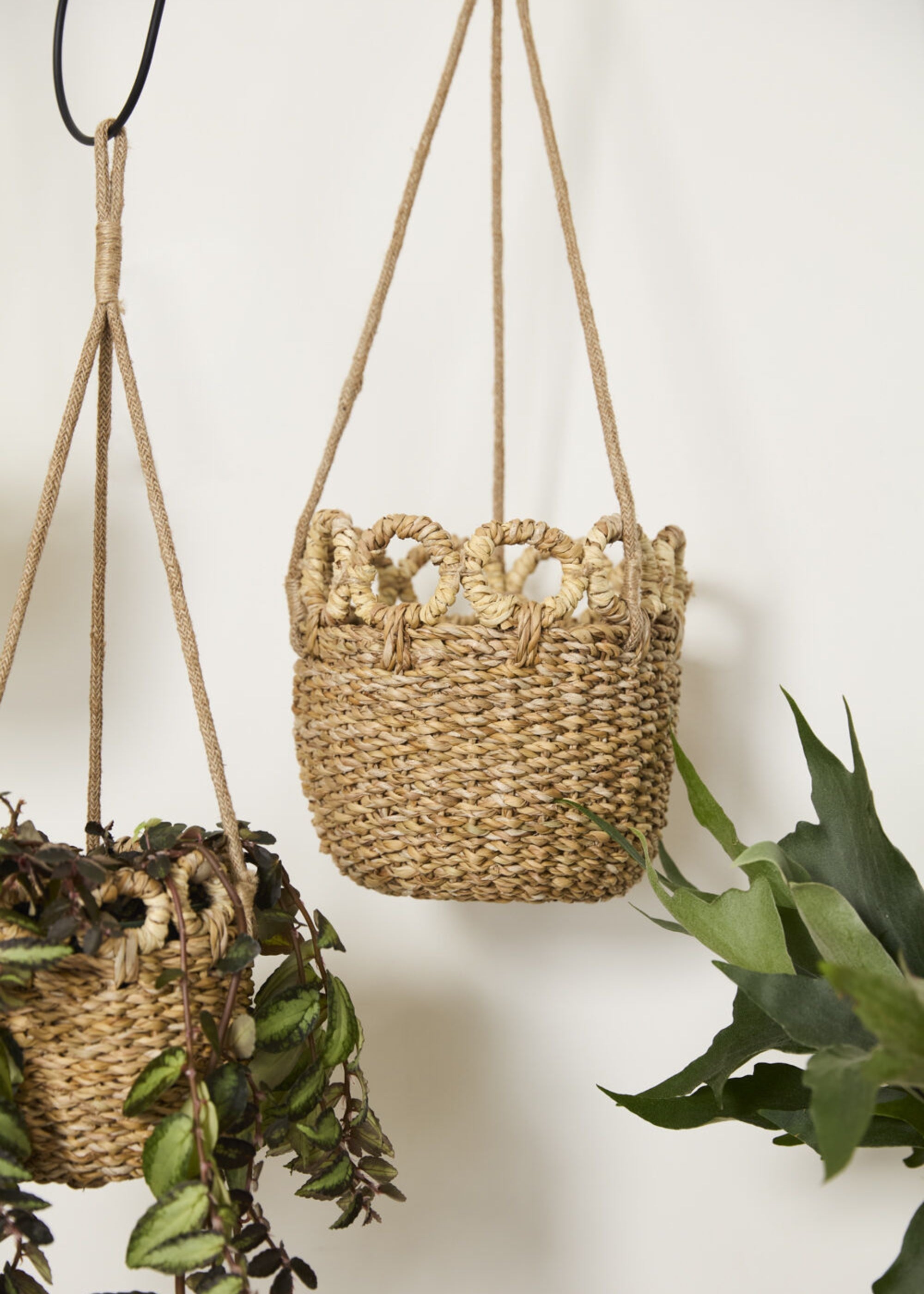 Handmade Woven Seagrass Hanging Basket for Home Decor