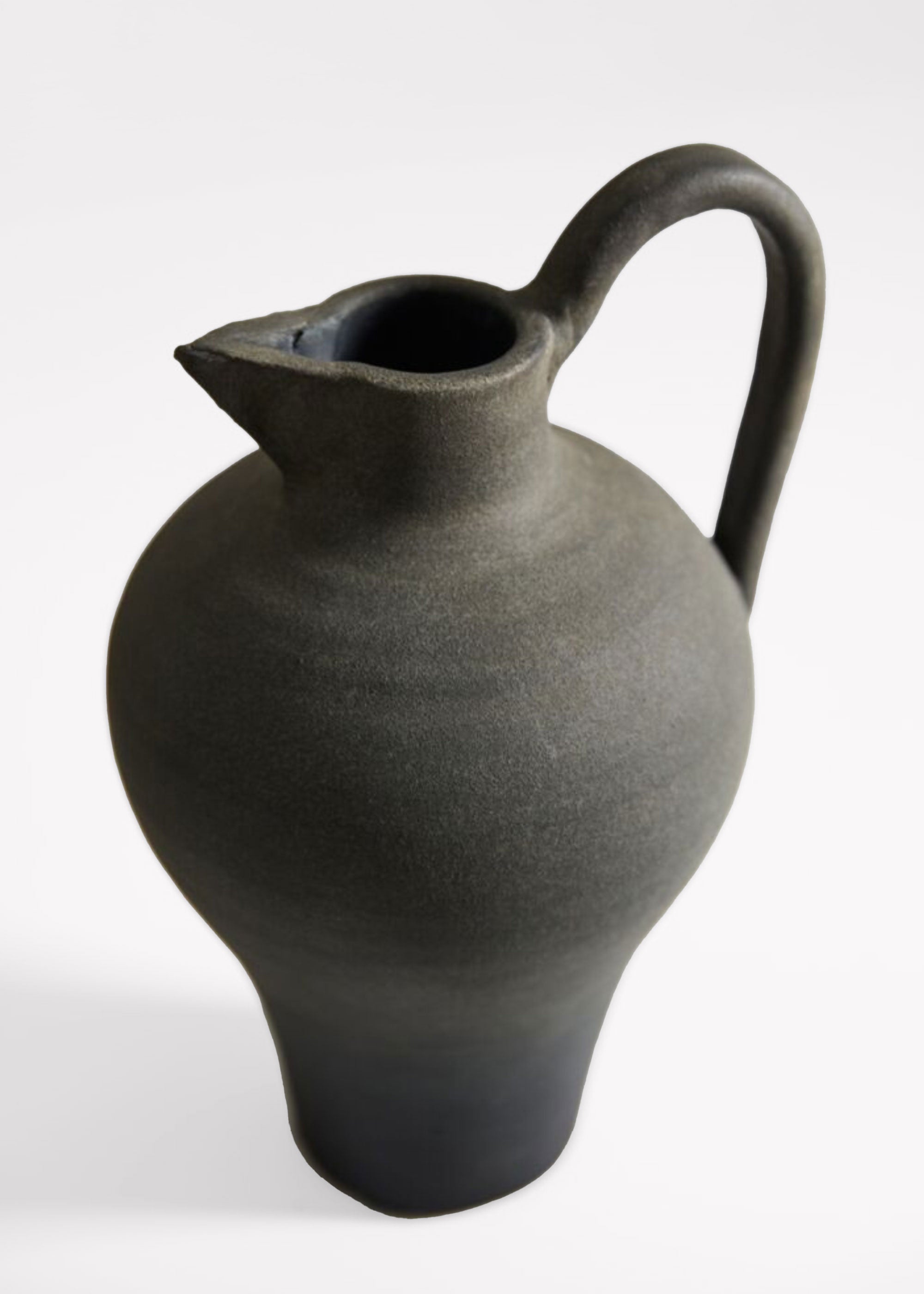 Black Handmade Terra Cotta Pitcher Vase for Wedding Decor
