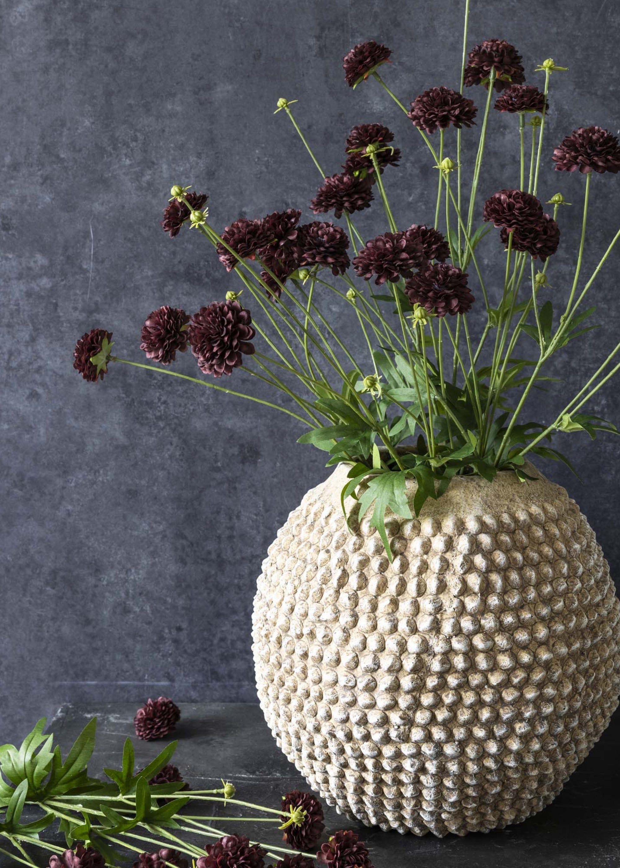 Purple artificial wildflower stem close-up for vase arrangements