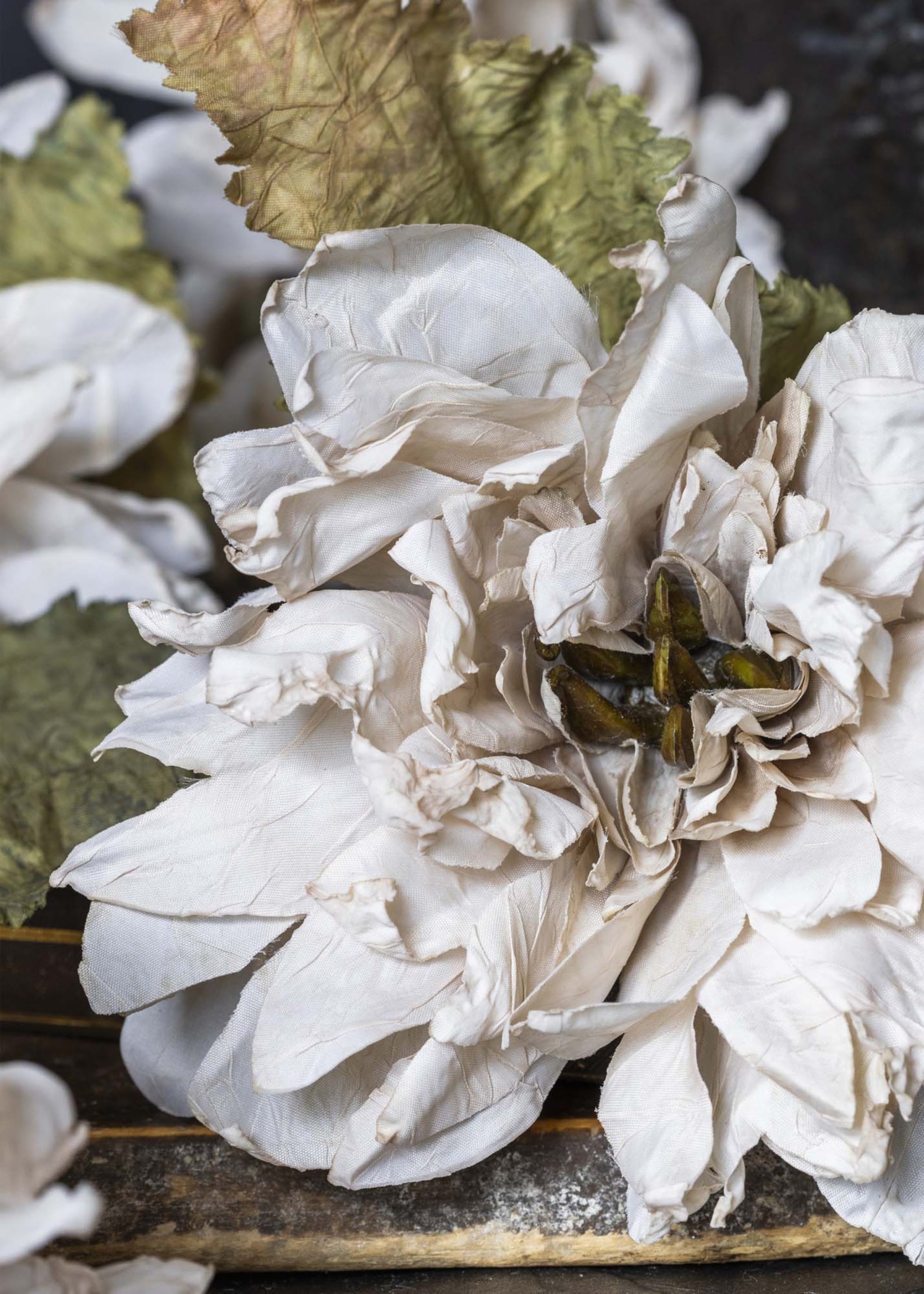 Soft artificial dahlia bloom for wedding centerpiece styling