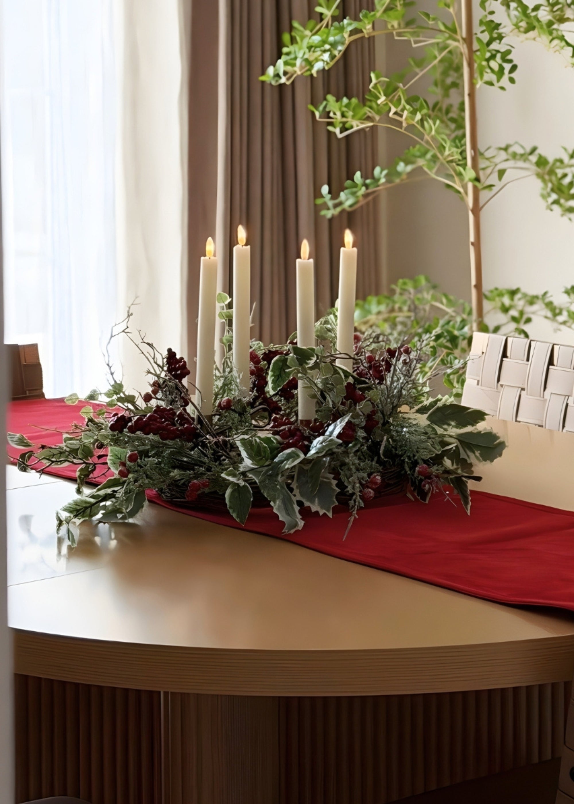 Red Artificial Berry Wreath for Entryway Arrangement
