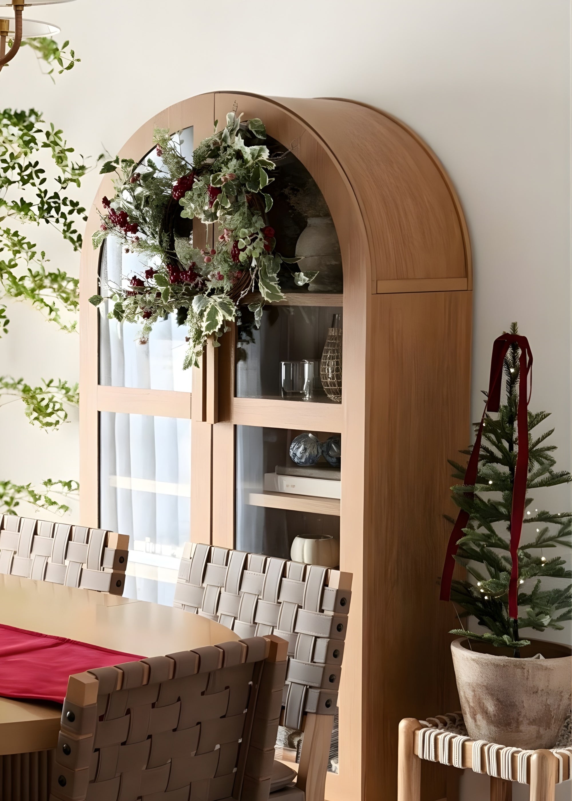 Red Artificial Berry Wreath for Shelf Styling