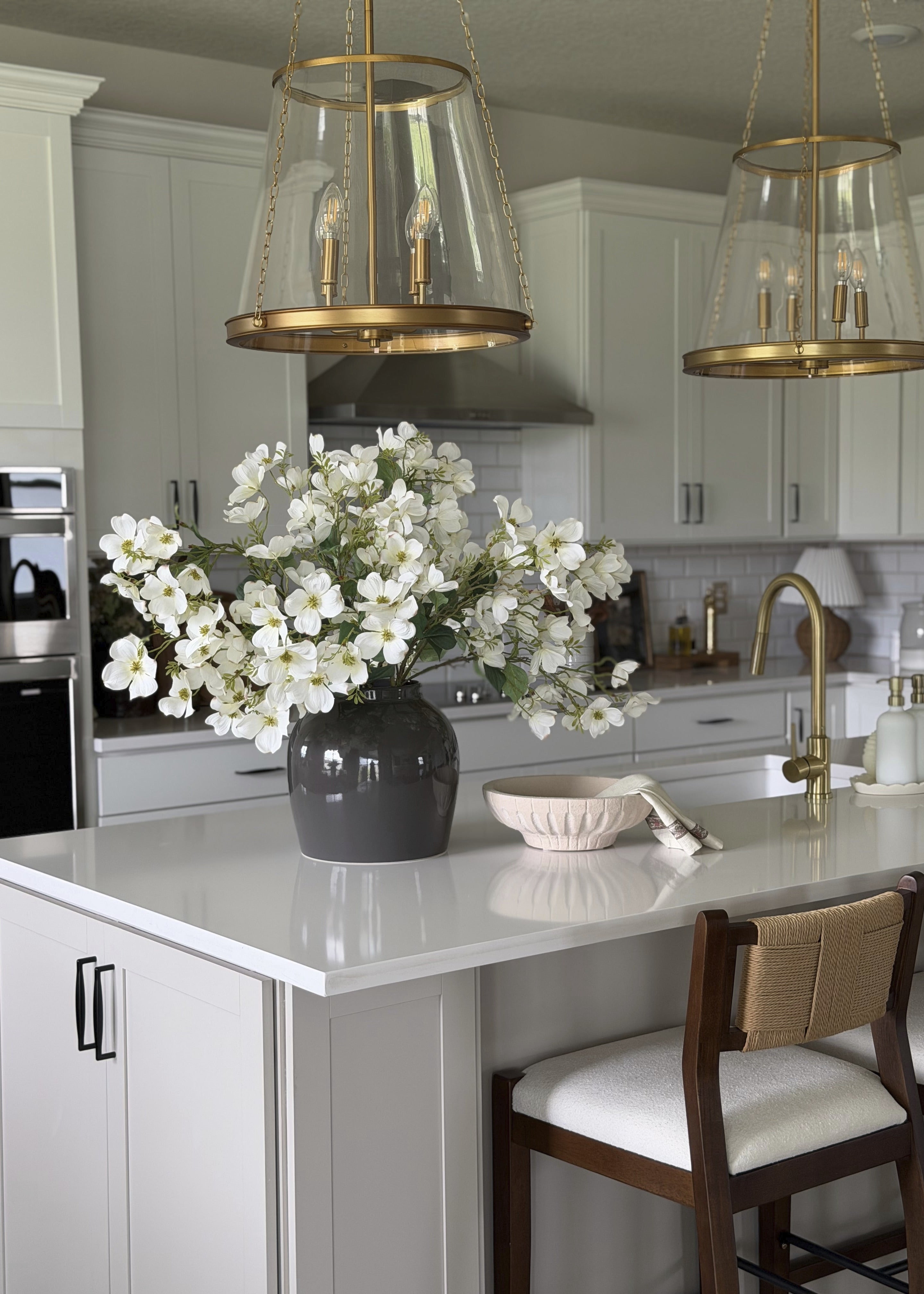 White Large White Dogwood Branch and Slate Vase Design for Vase Styling