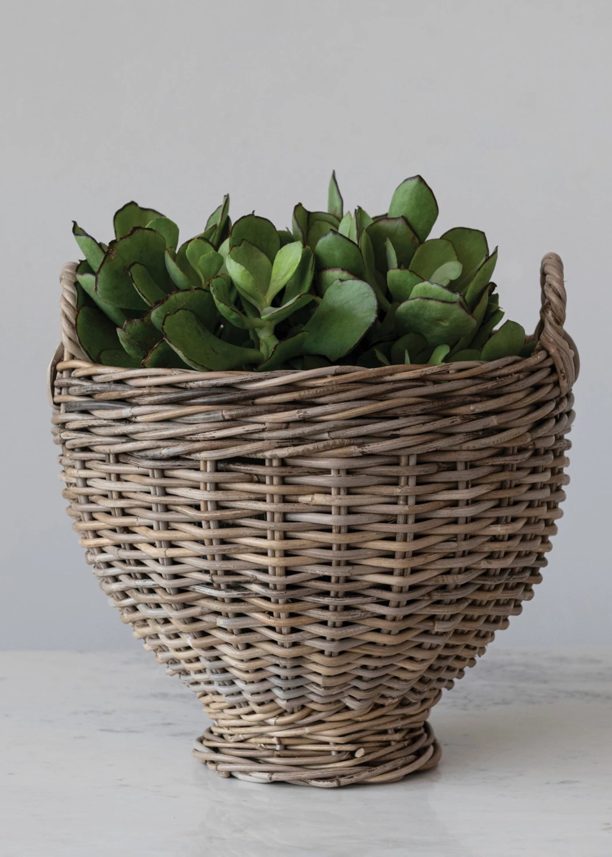 Handmade Rattan Footed Basket for Home Decor