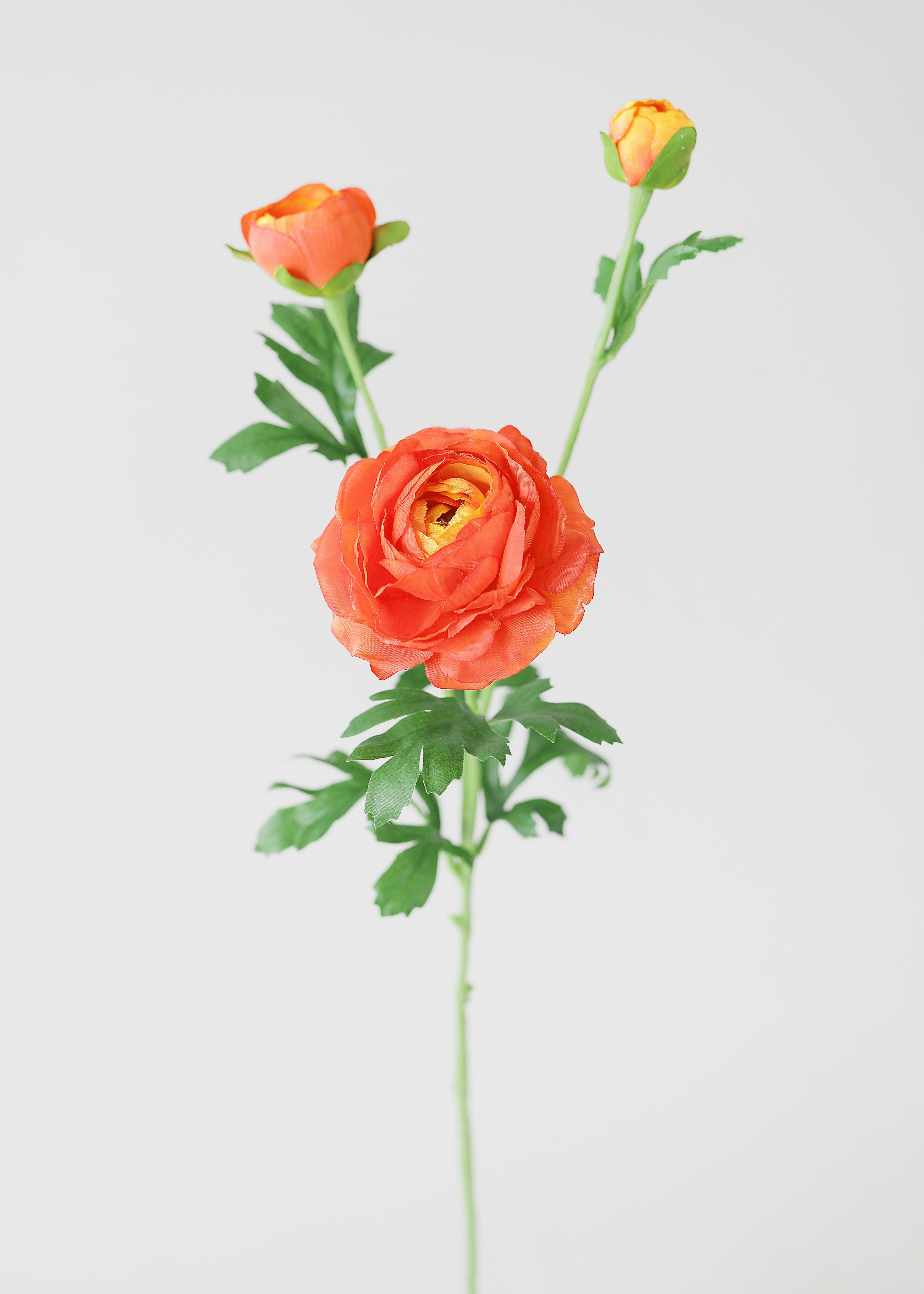 Orange Artificial Ranunculus Stem for Vase Styling
