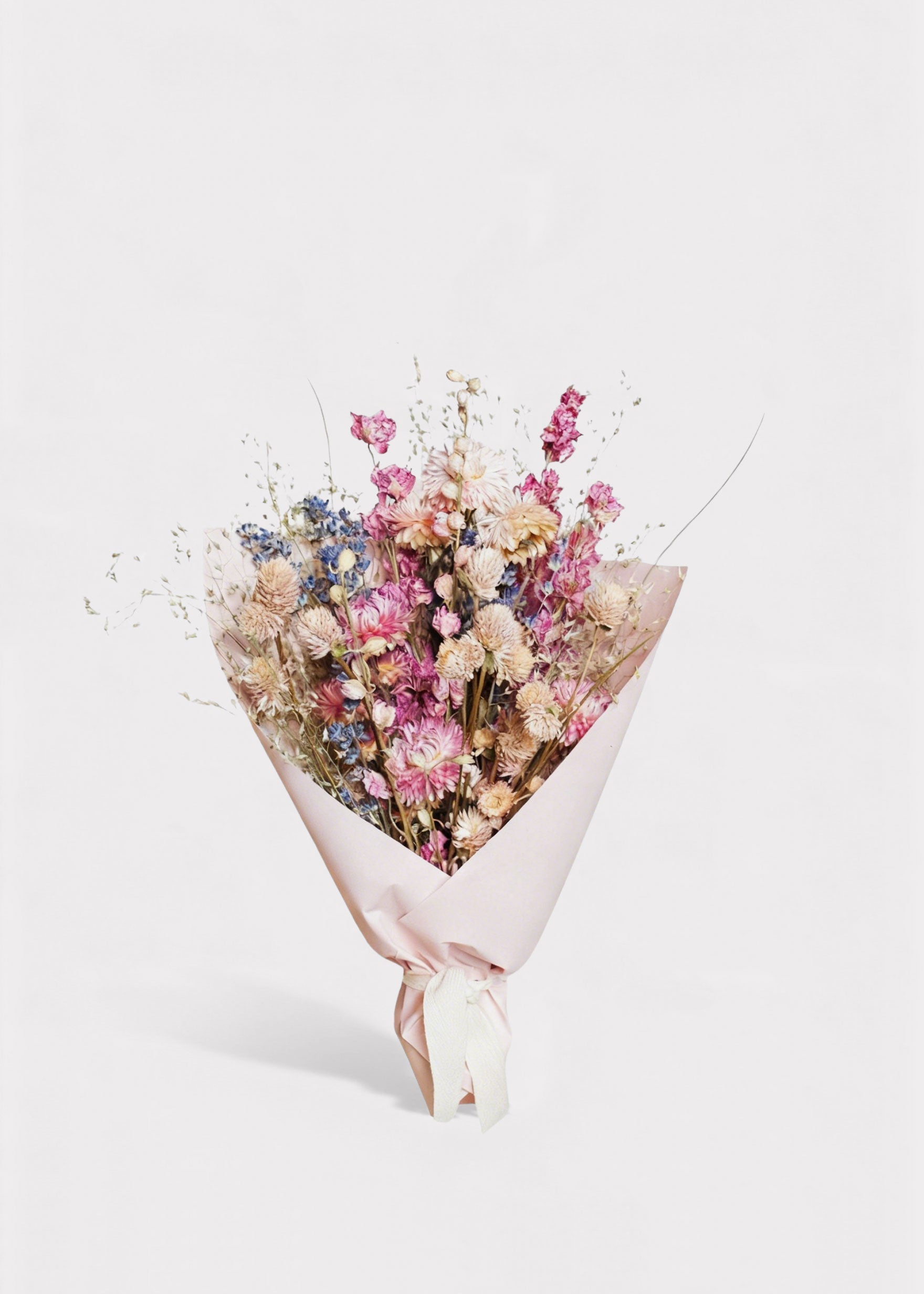 Pink Dried Soft Pink and Blue Small Bouquet Of for Table Centerpiece