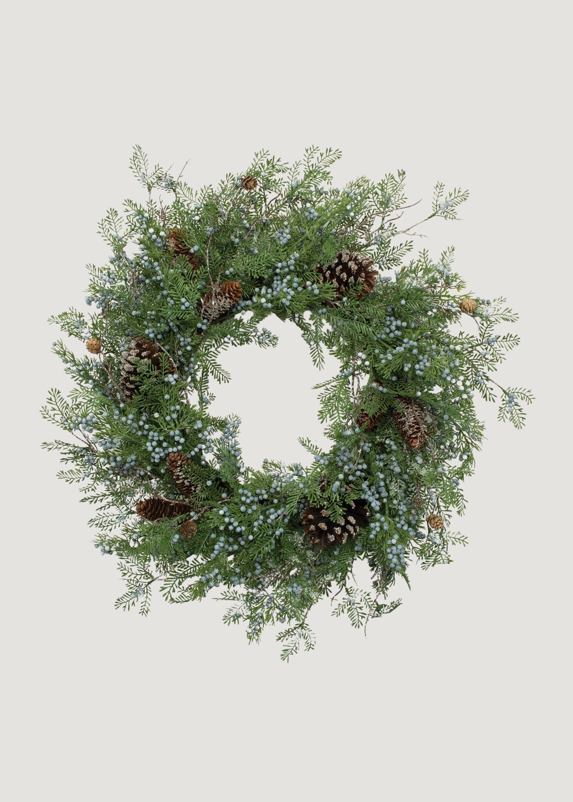 Green Artificial Luxe Juniper Pinecone Wreath for Vase Styling