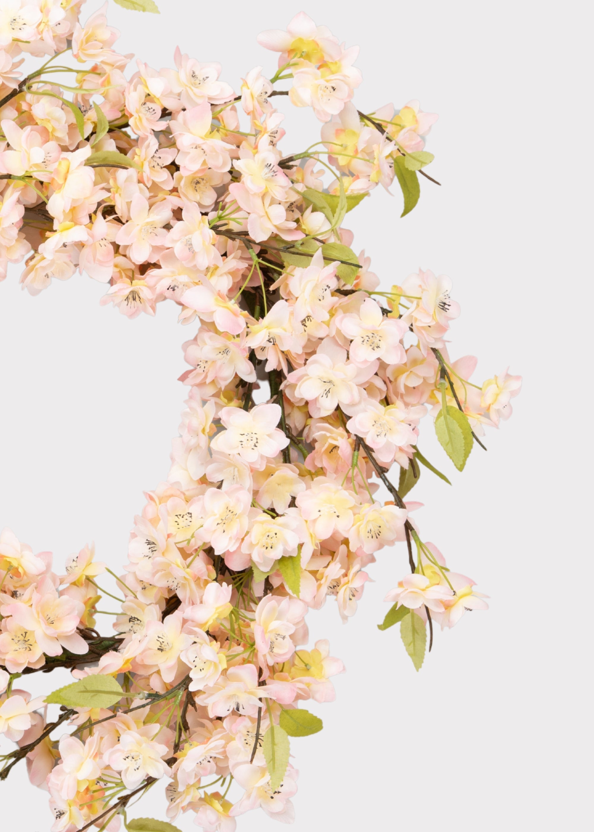 Pink Artificial Cherry Blossom Wreath for Table Centerpiece