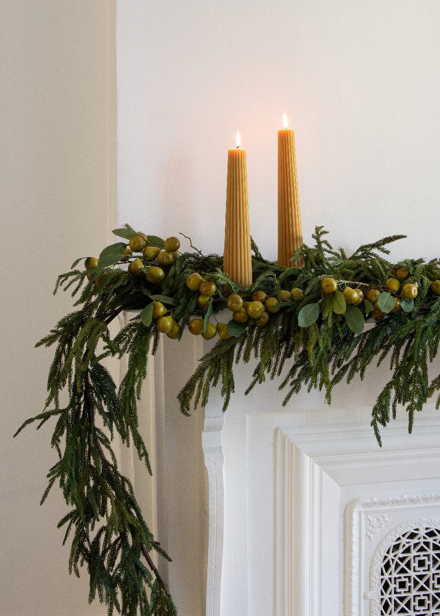 Natural Tall Natural Beeswax Fluted Pillar Candle for Wedding Decor