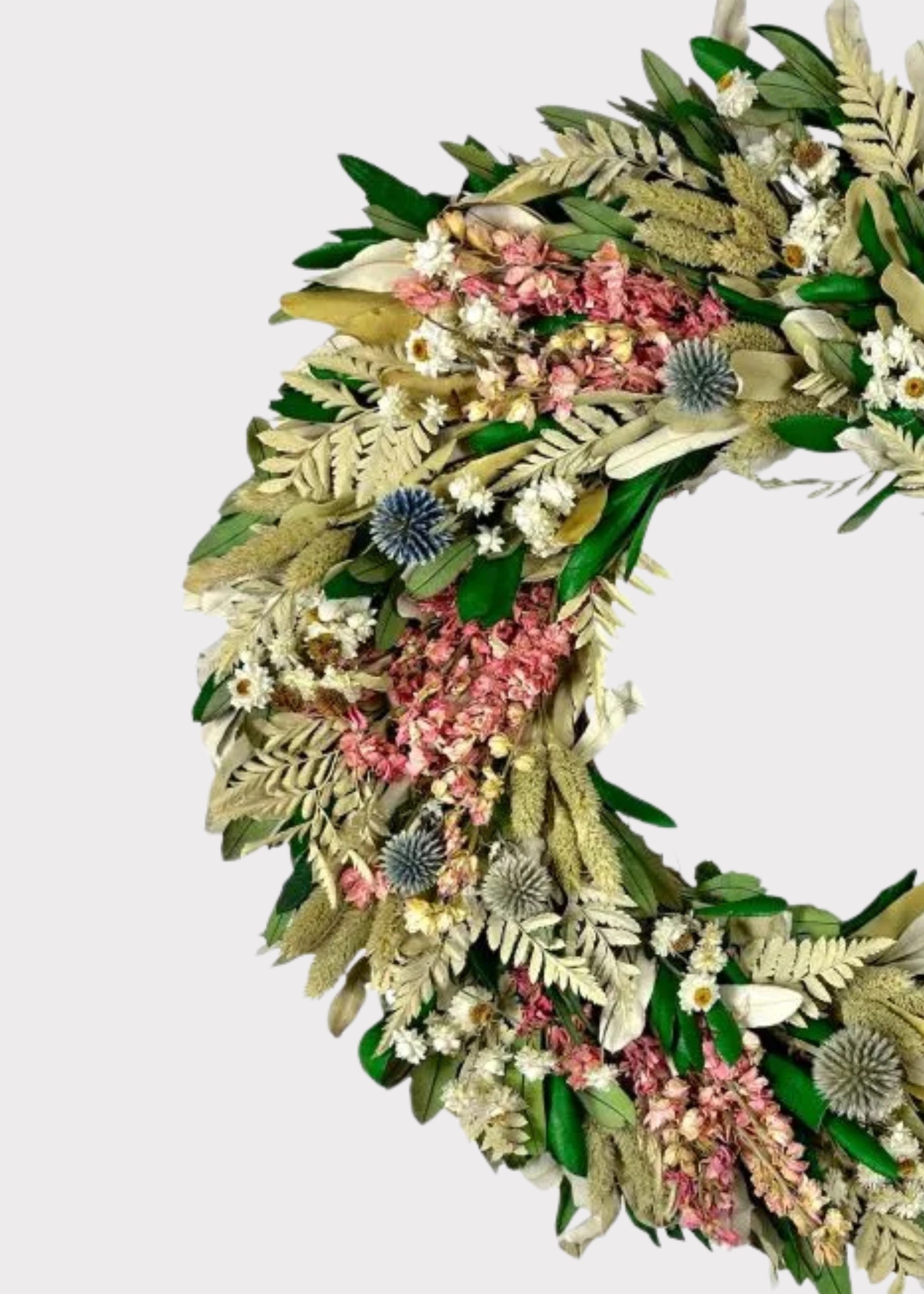 Pink Dried Daisy Wreath for Home Decor