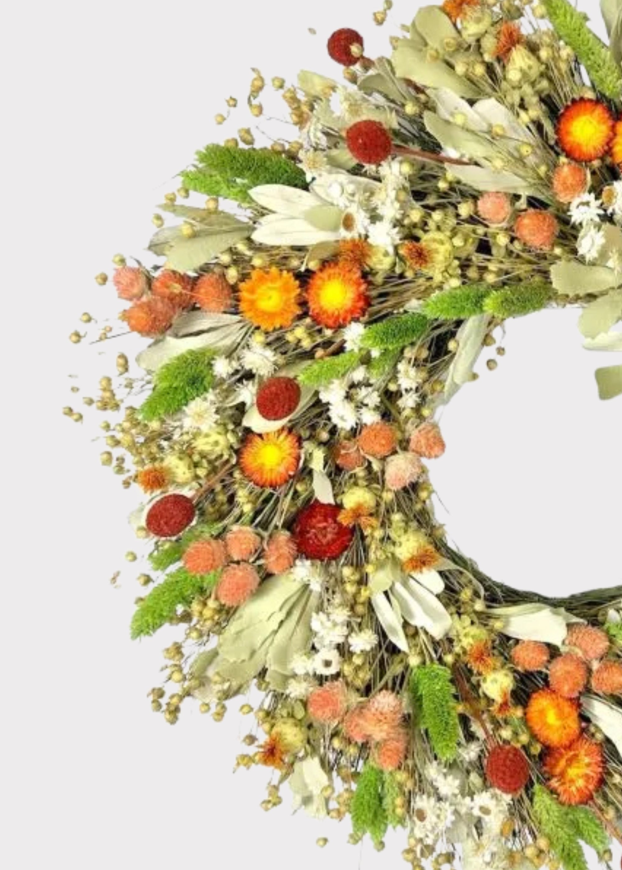 Green Dried Bohemian Sunset Wreath for Home Decor
