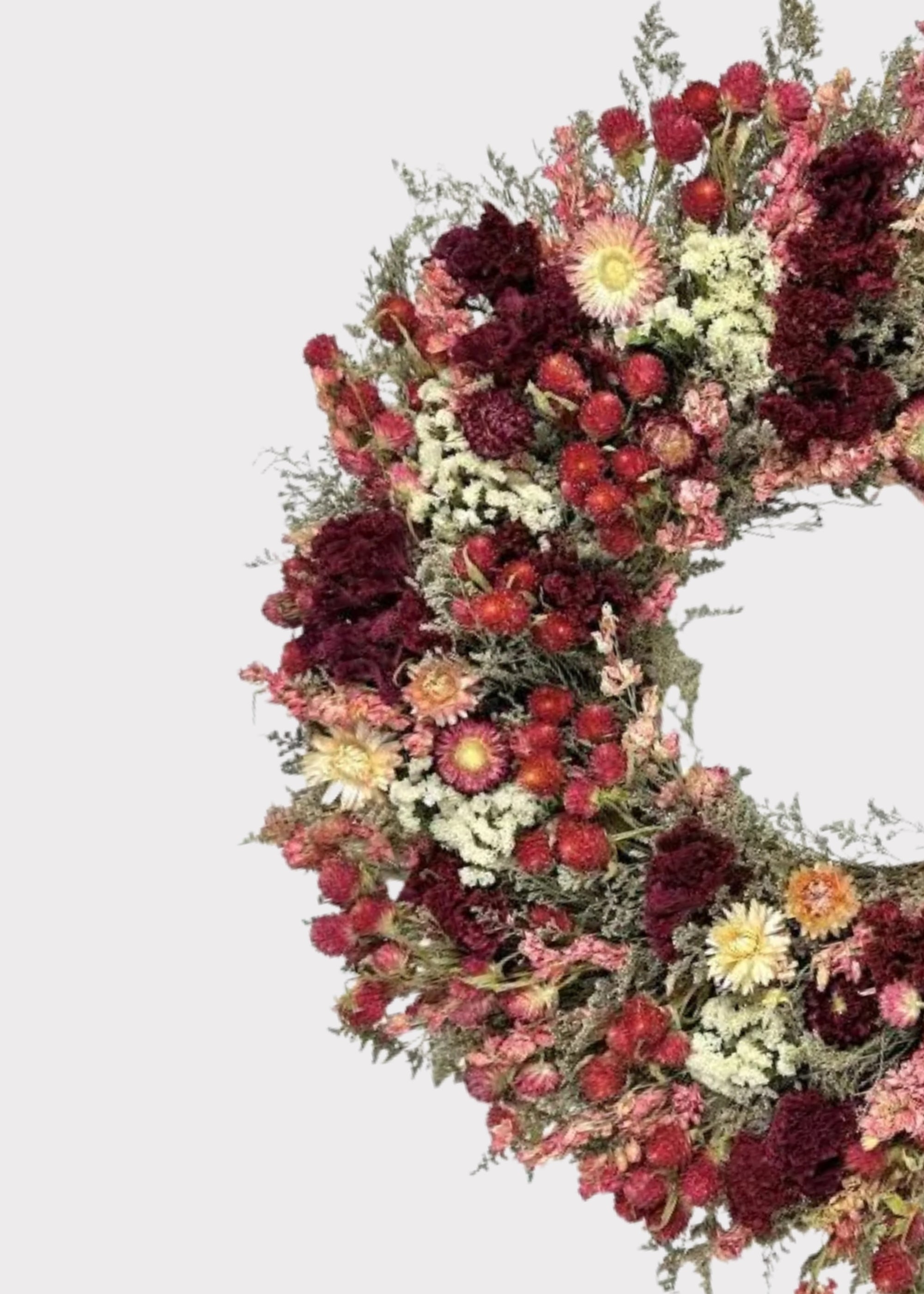 Pink Dried and Red Mixed Floral Wreath for Home Decor