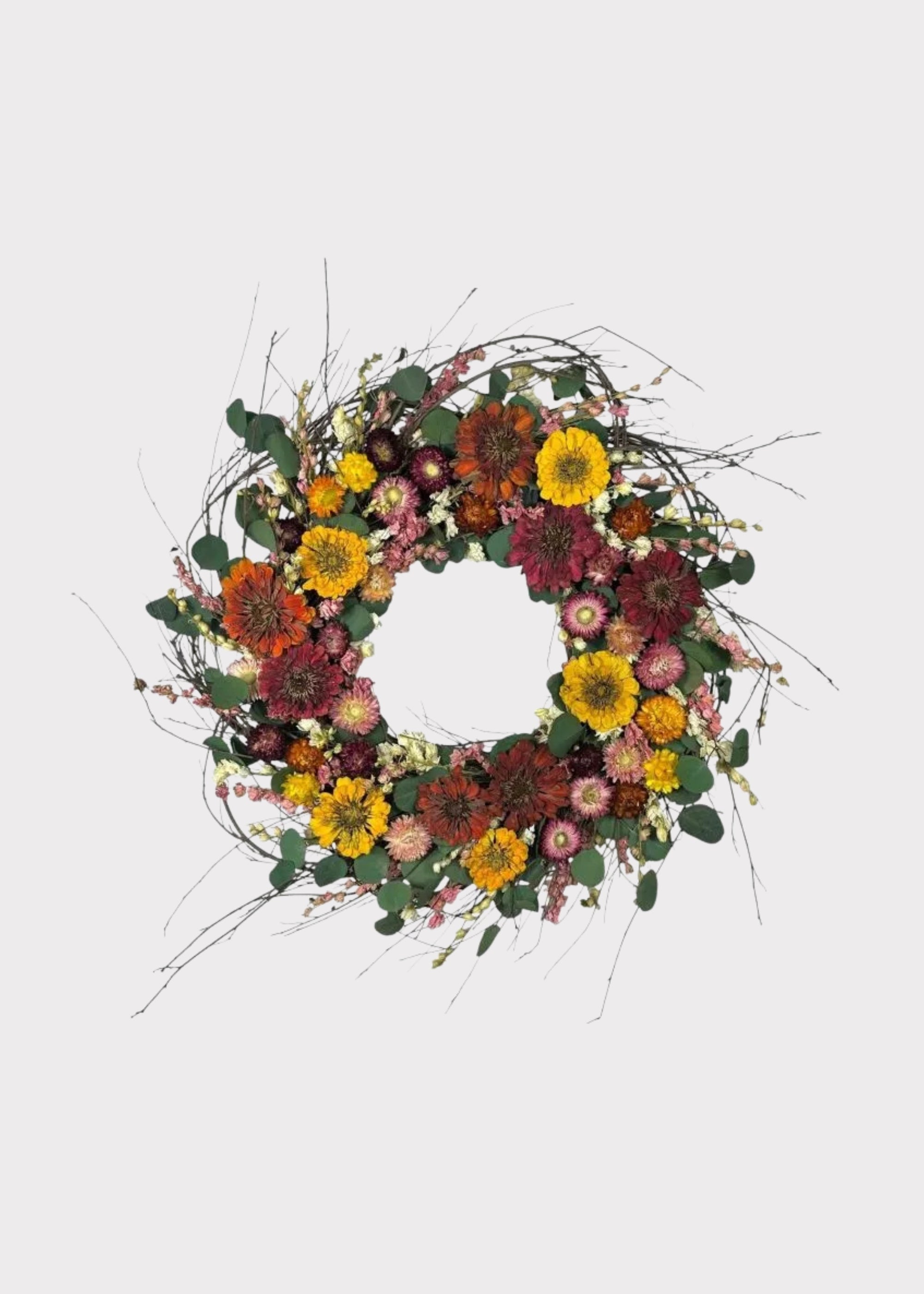 Pink Dried Zinnia Wreath for Vase Styling