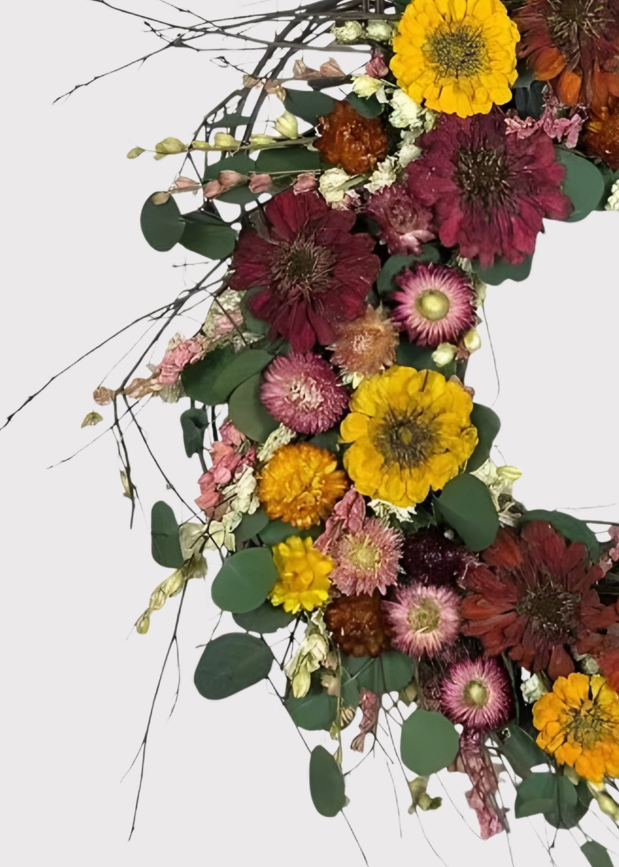 Pink Dried Zinnia Wreath for Home Decor