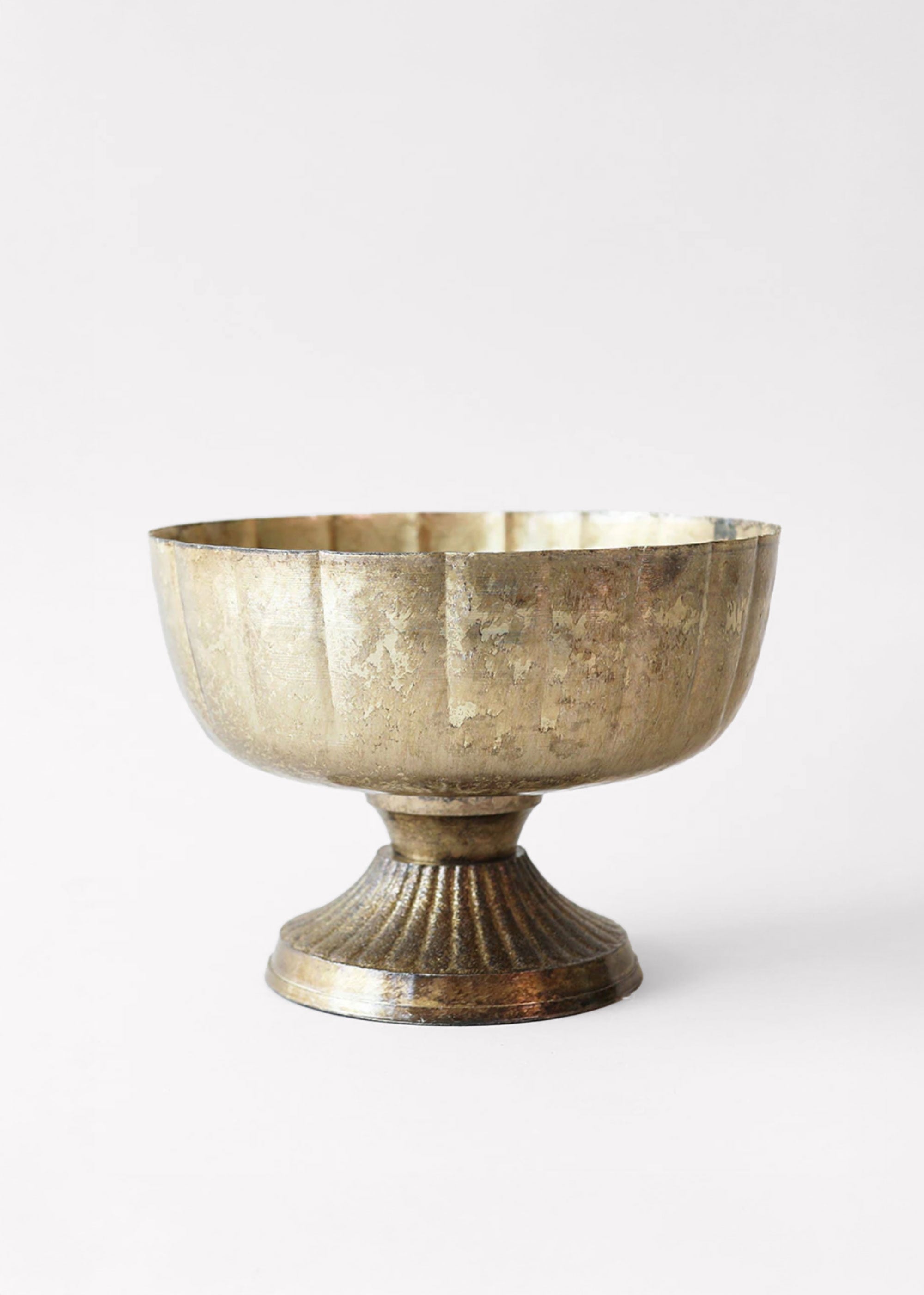 Gold Distressed Gold Metal Compote Bowl for Vase Styling