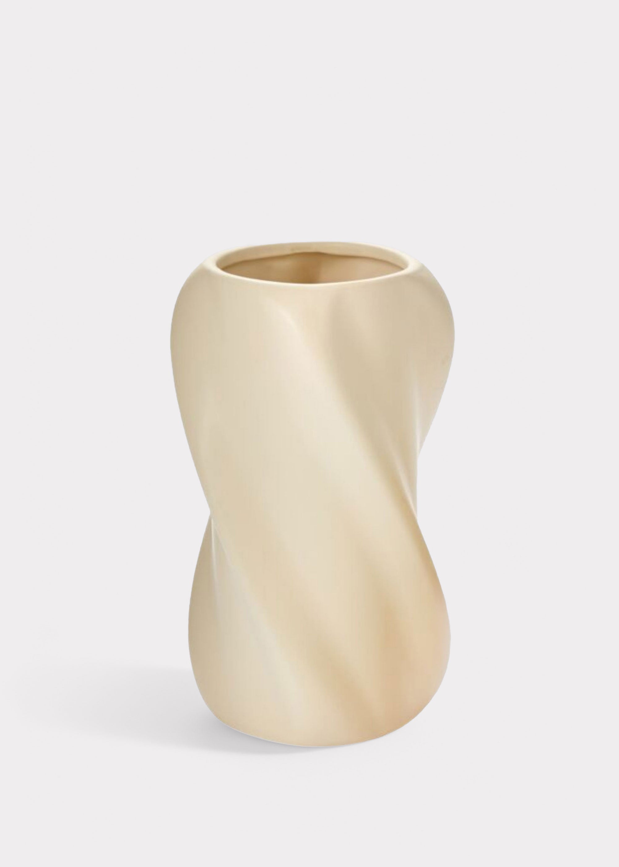Cream Warm Cream White Ceramic Twist Florian Vase for Vase Styling