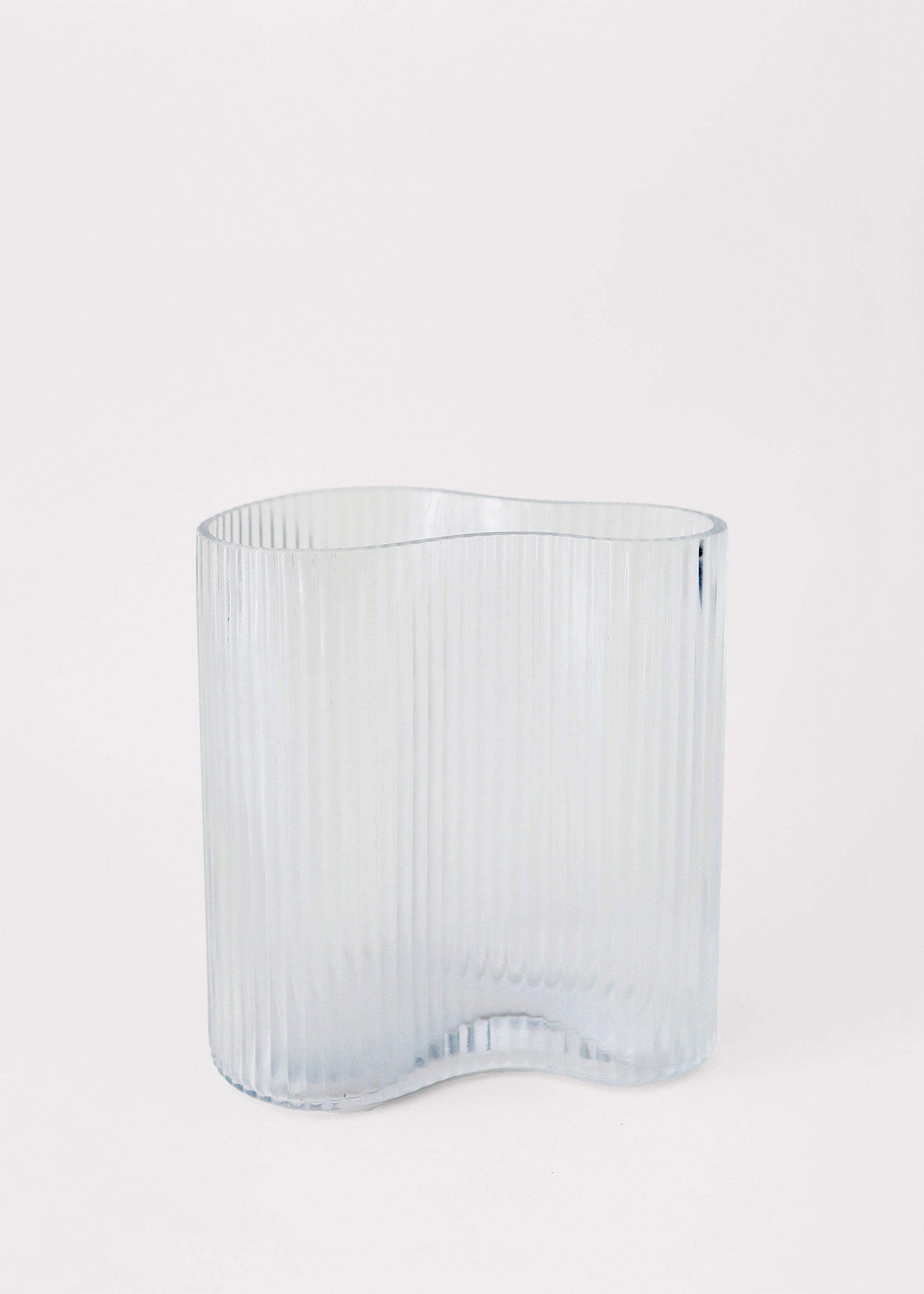 Clear Glass Ridged Asymmetrical Vase for Wedding Decor