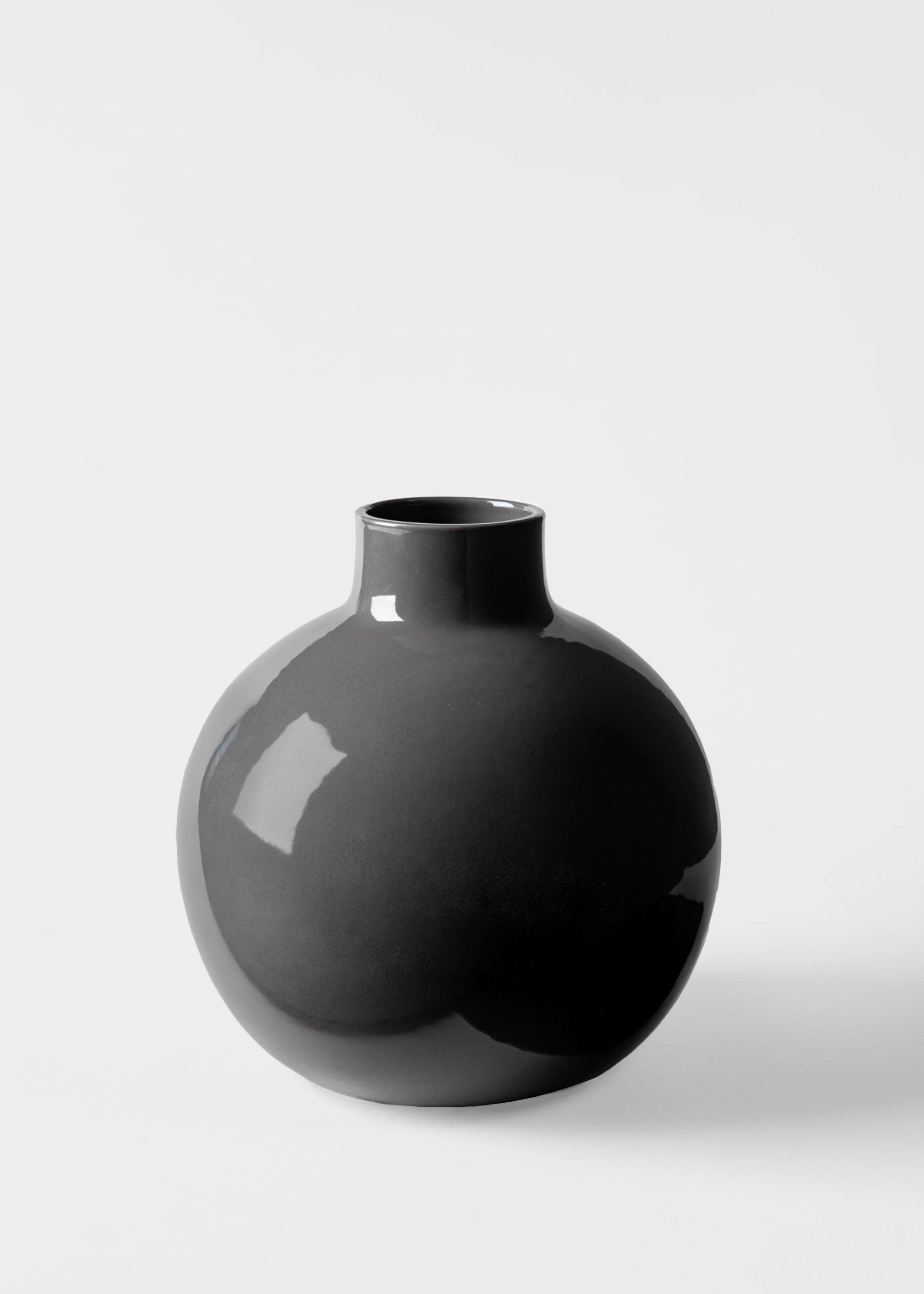 Small glossy slate ceramic vase for floral styling
