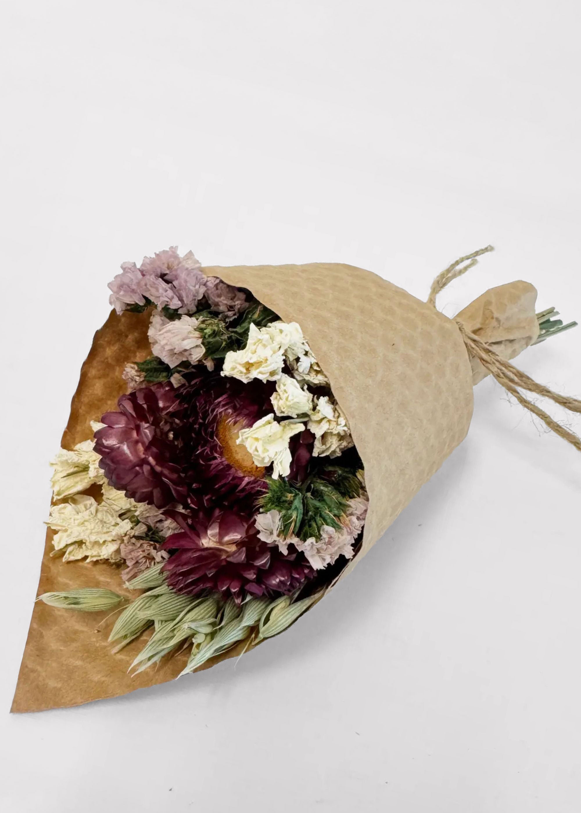 Cream Dried Mini Purple and Cream Wildflower Bouquet for Home Decor