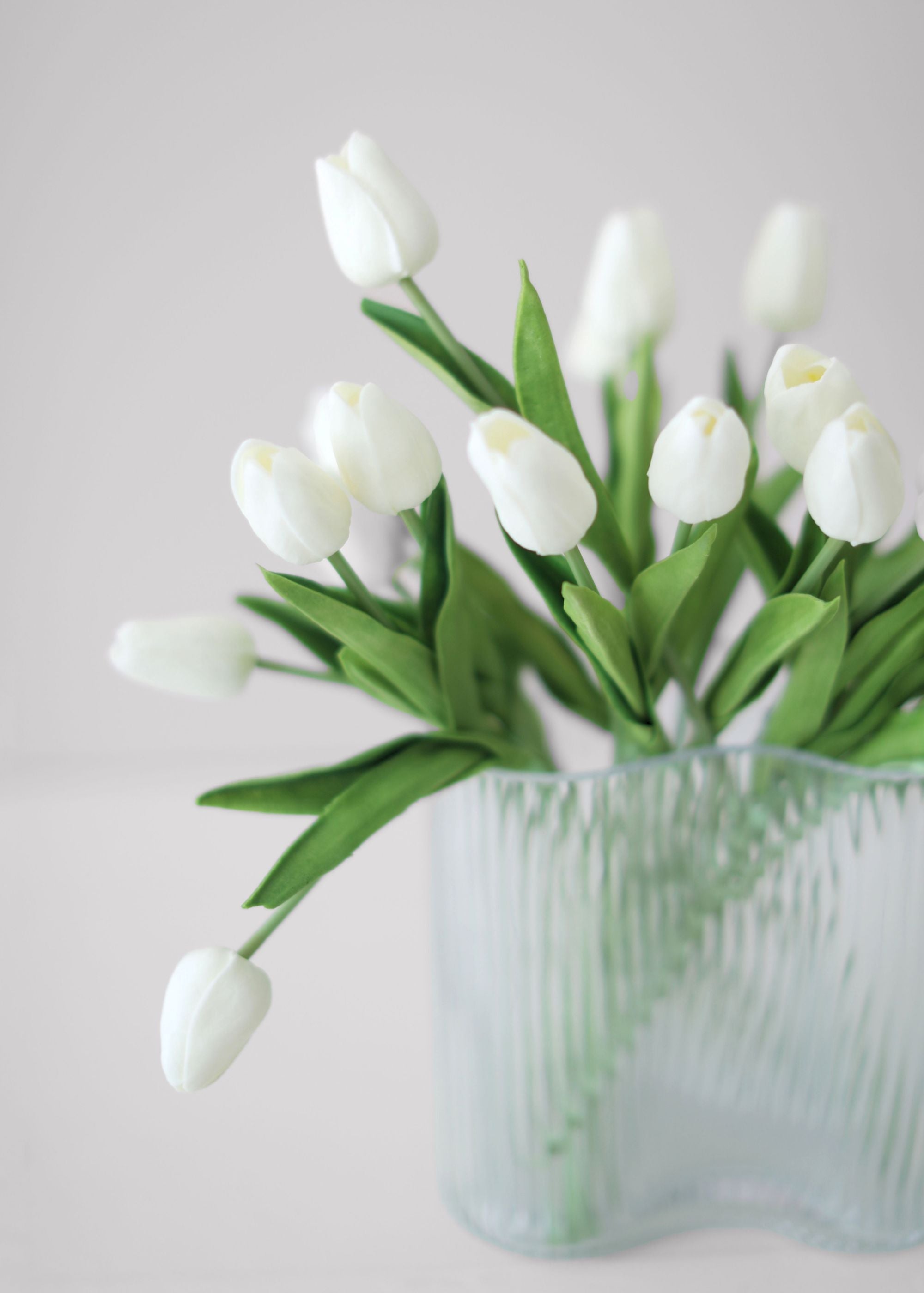 White Real Touch Artificial Tulip Arrangement for Table Centerpiece