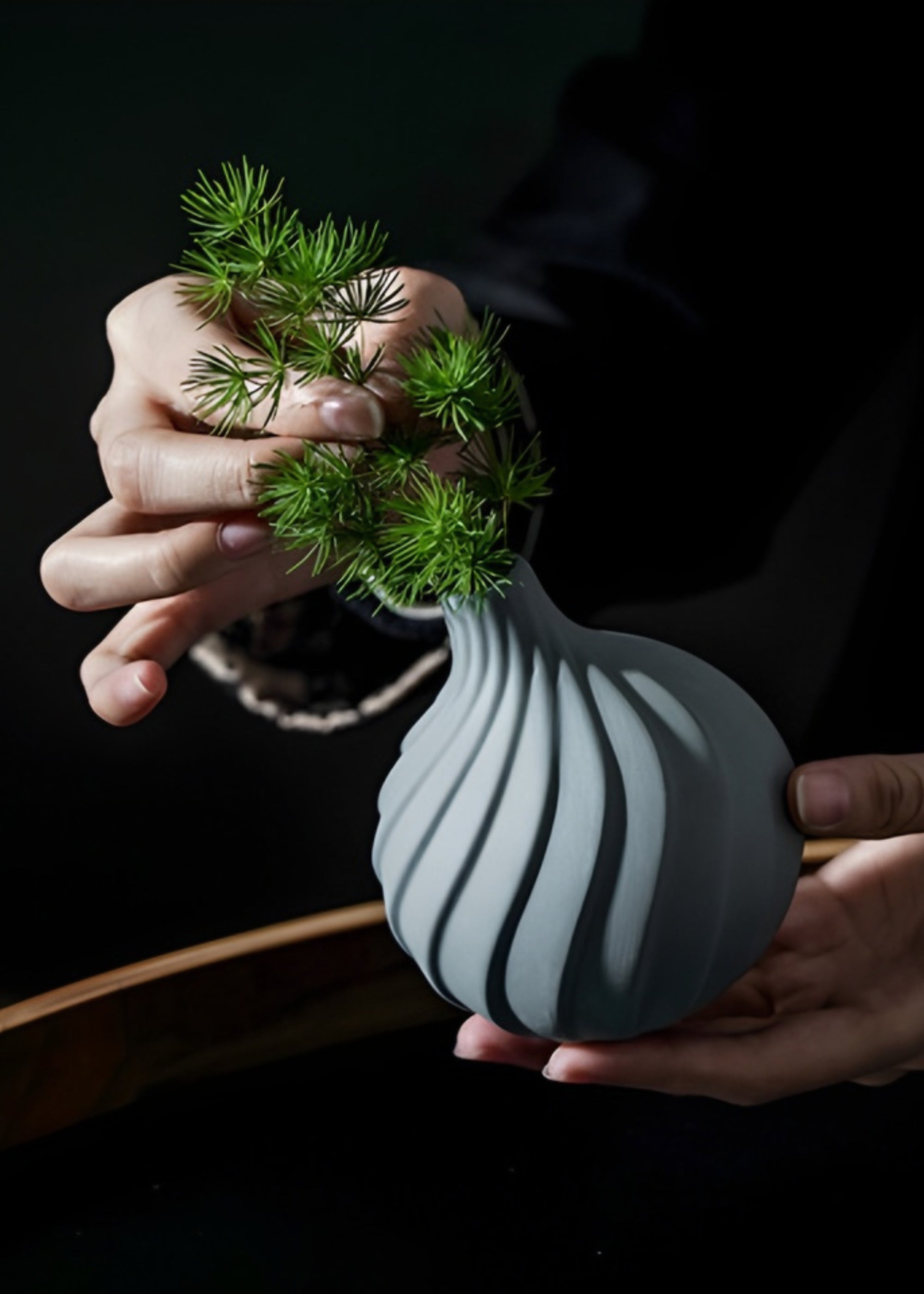 Small Handmade Porcelain Round Bud Vase for Home Decor