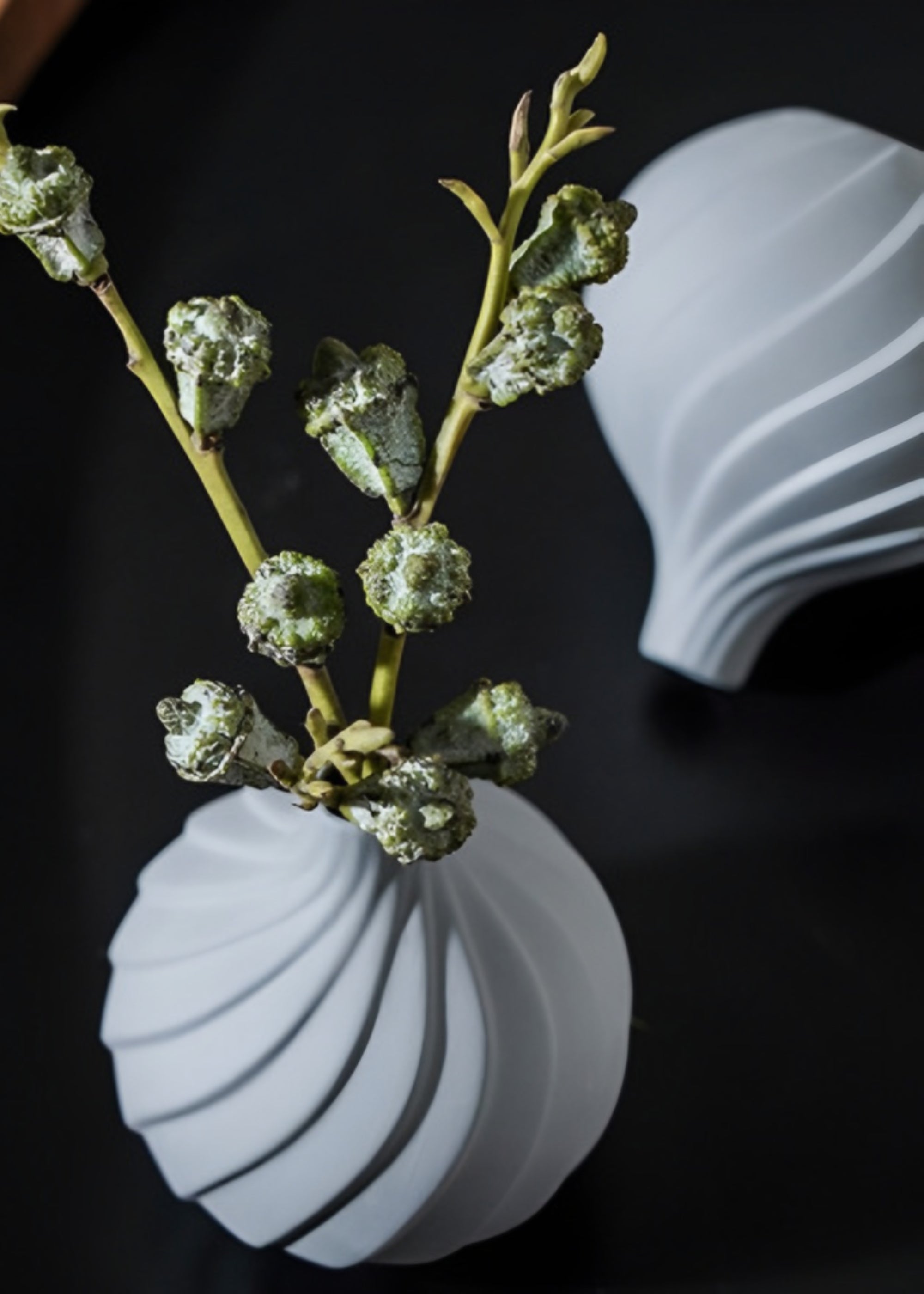 Small Handmade Porcelain Round Bud Vase for Table Centerpiece