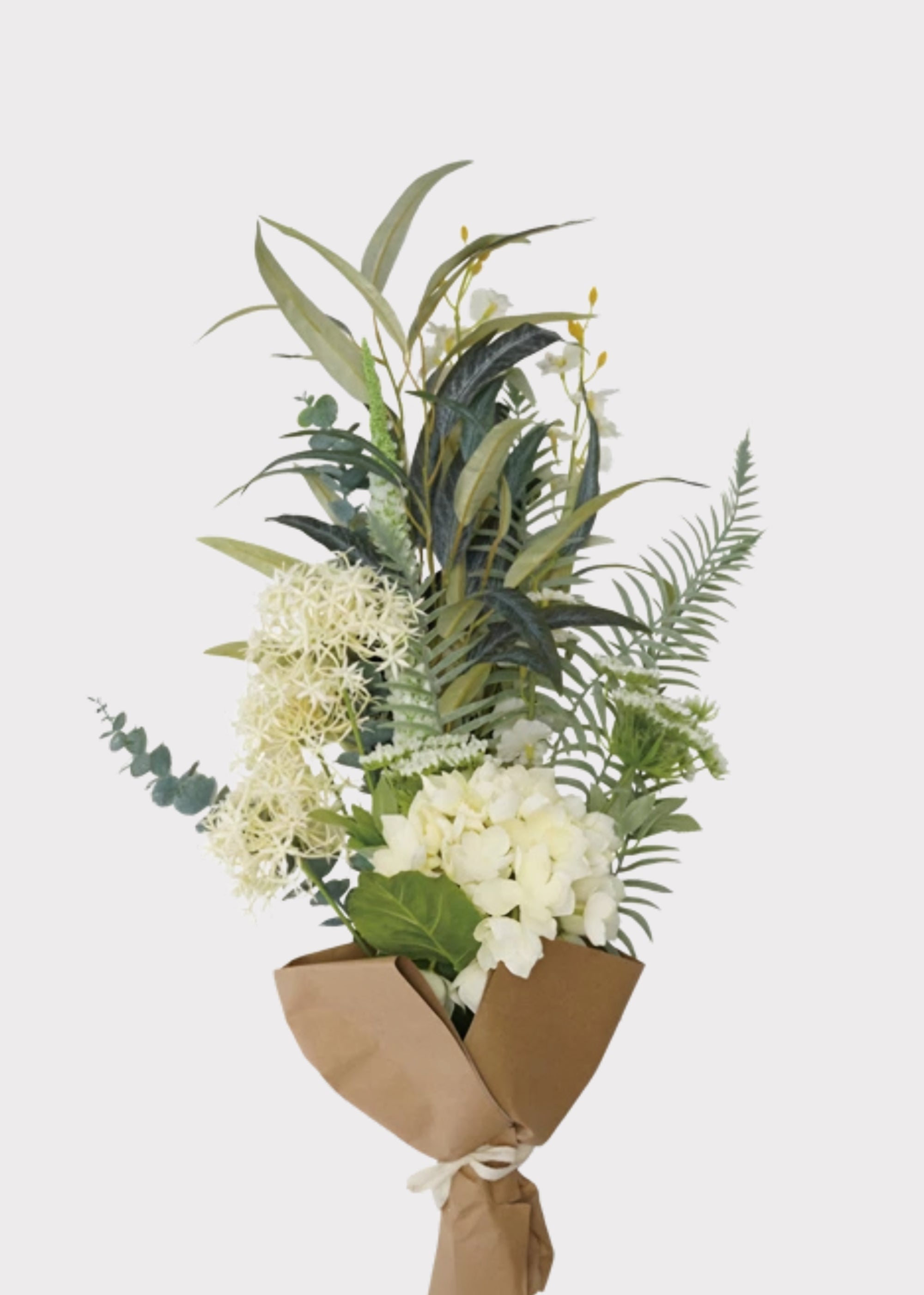 Cream Green Artificial Leaf Bouquet for Vase Styling