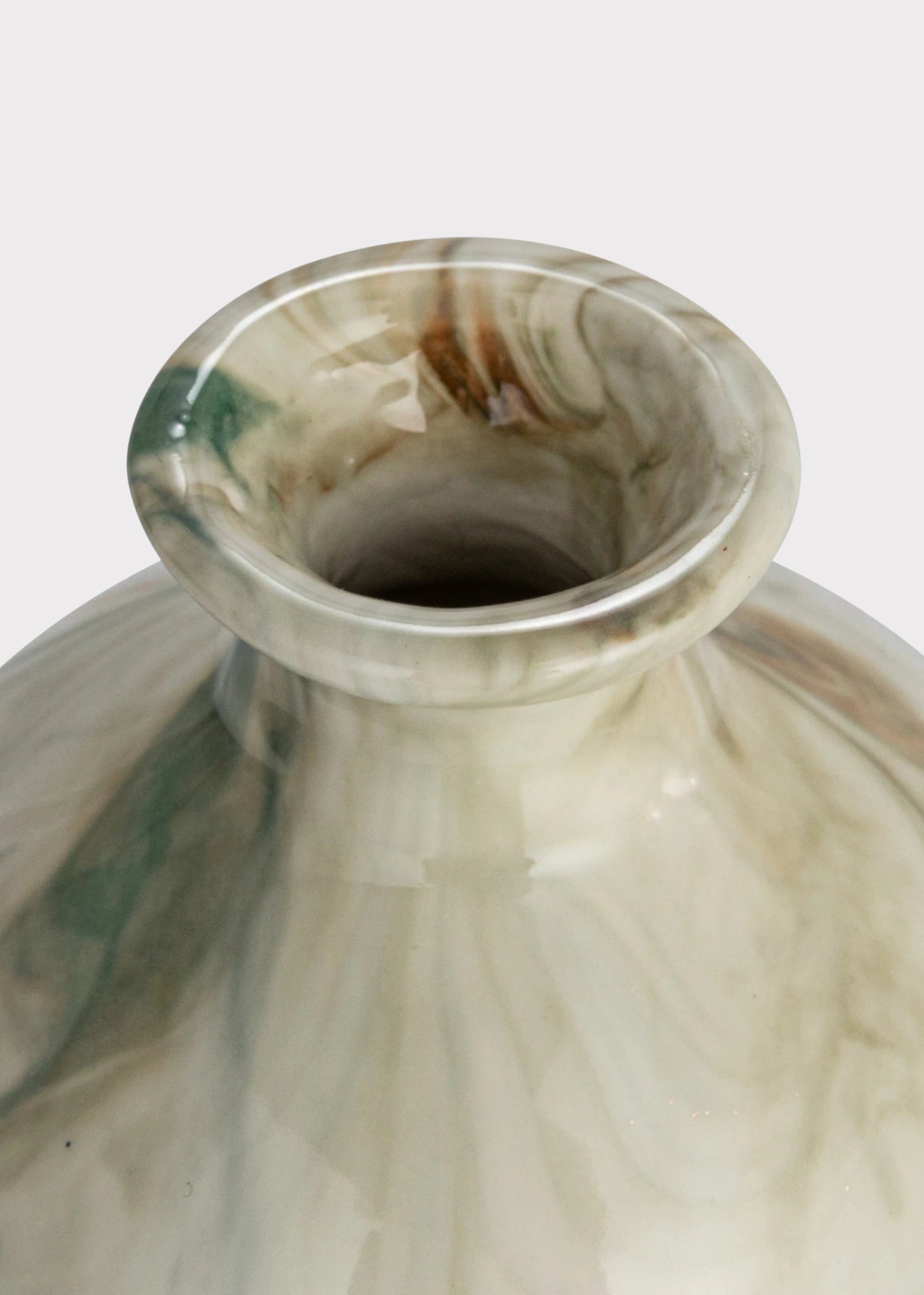 Small Set Marbled Stoneware Glazed Bud Vases for Shelf Styling