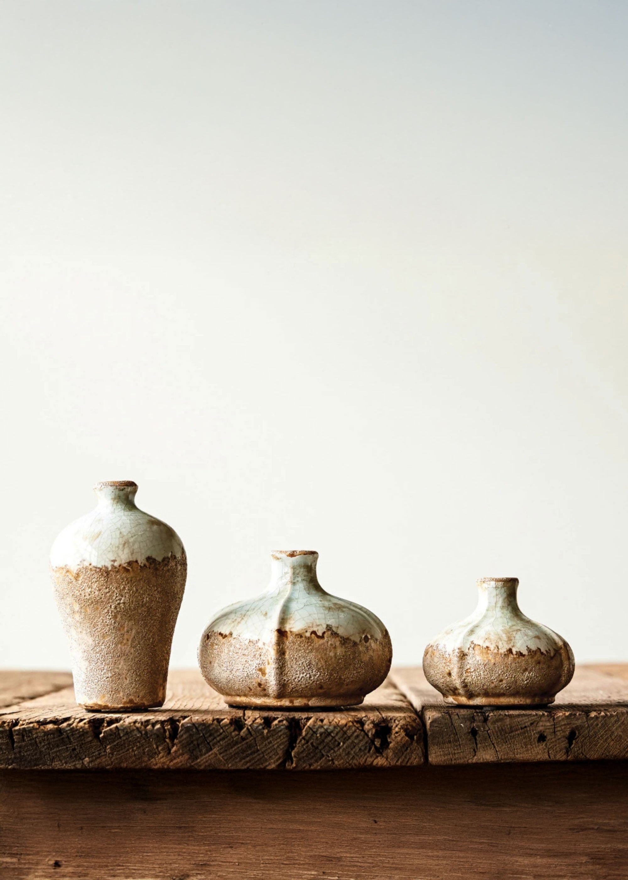 Set Watertight Terra Cotta Distressed Bud Vases for Table Centerpiece