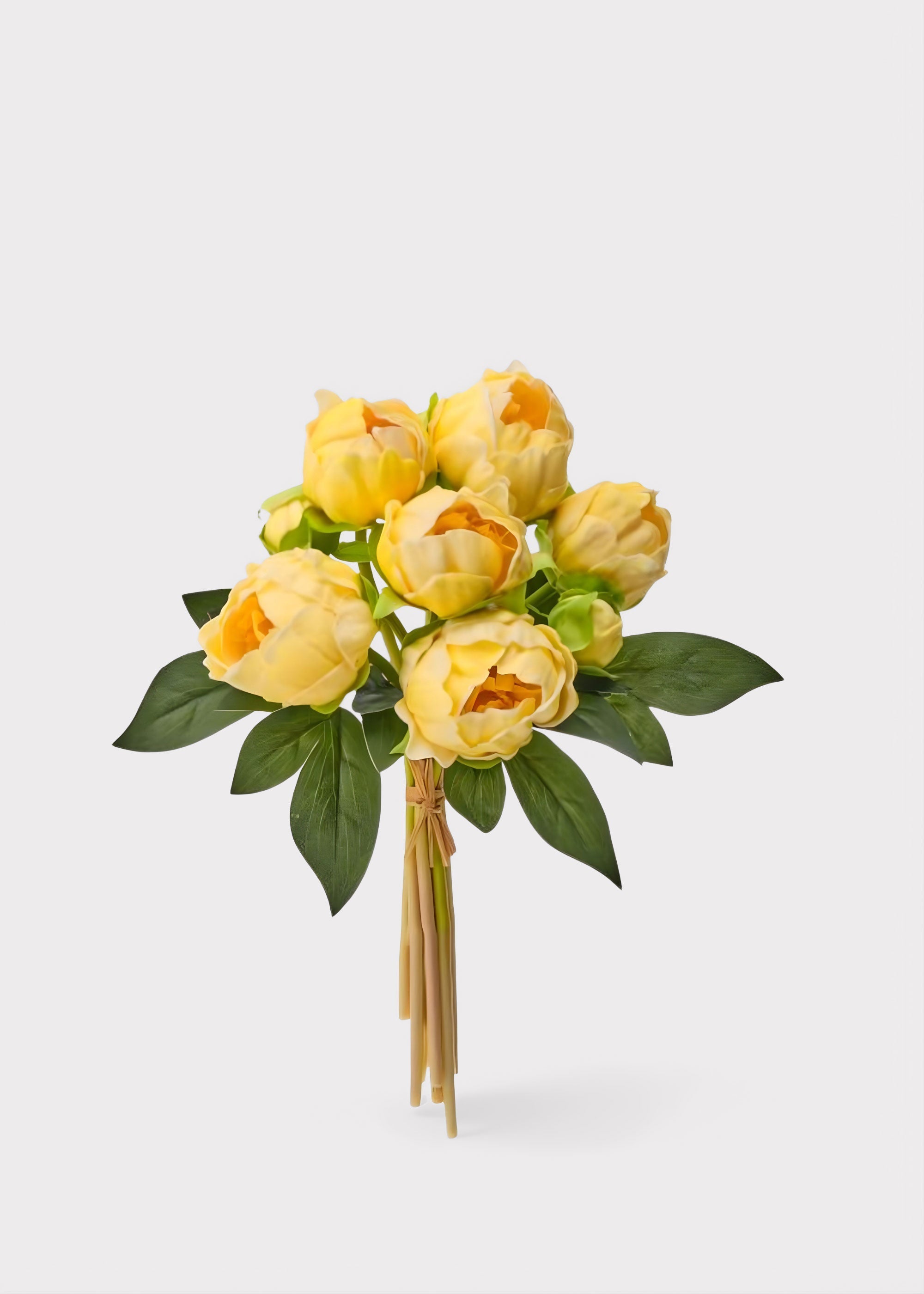 Yellow Real Touch Artificial Peony Bundle for Vase Styling
