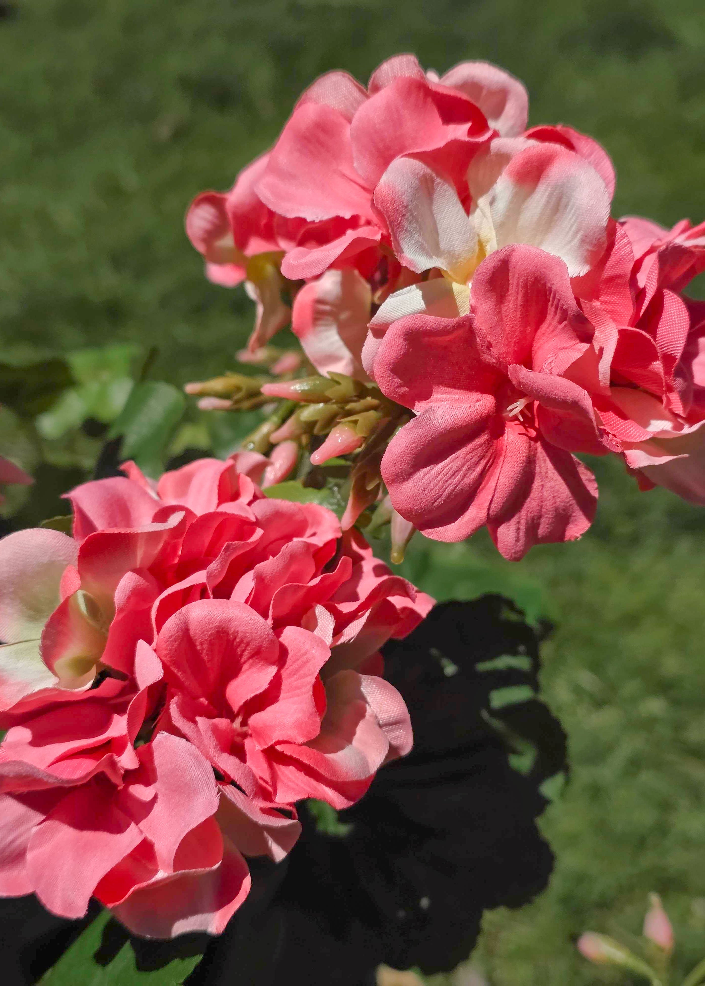 Pink Artificial Geranium Bush for Home Decor