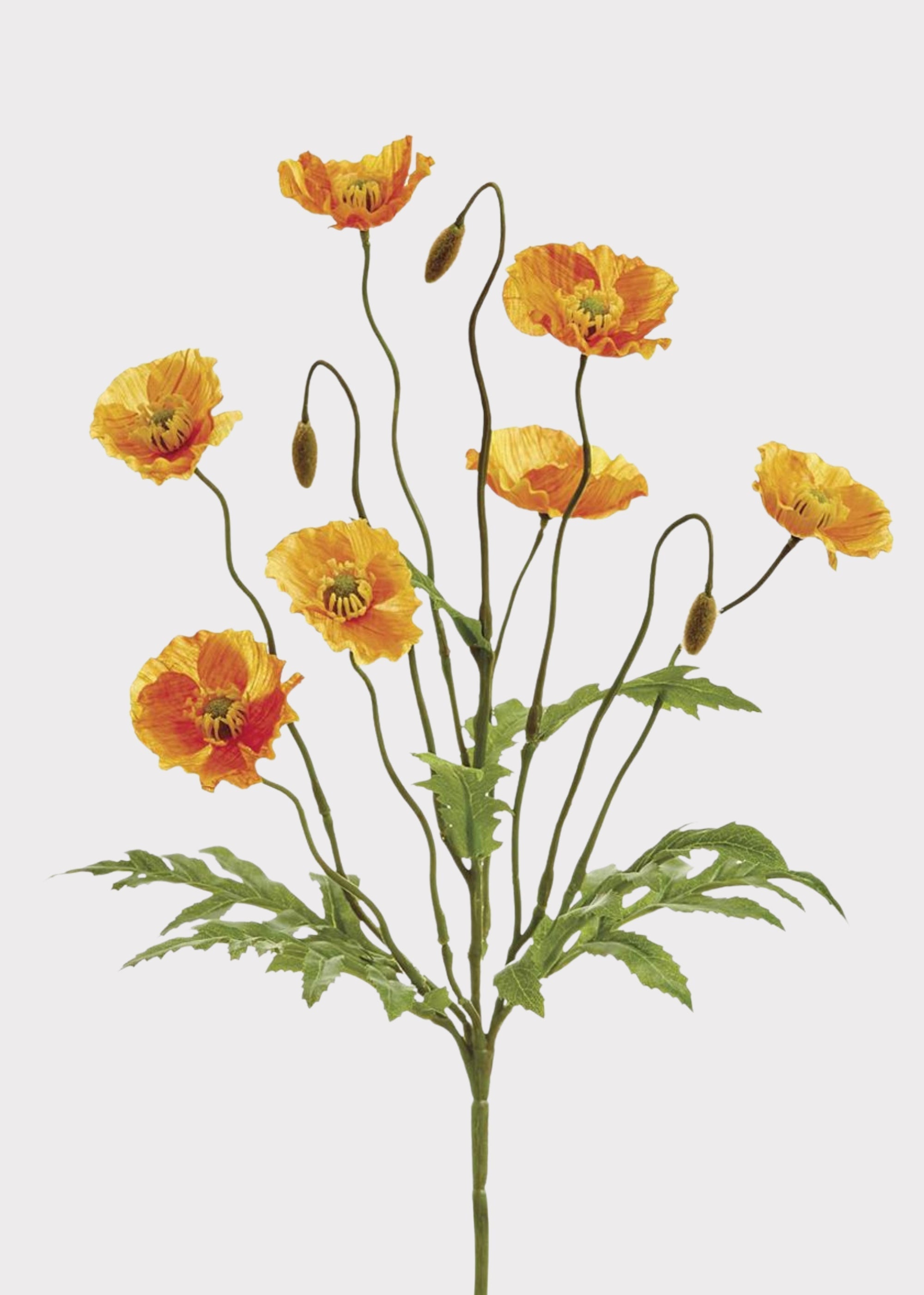 Orange Artificial Poppy Bush for Vase Styling