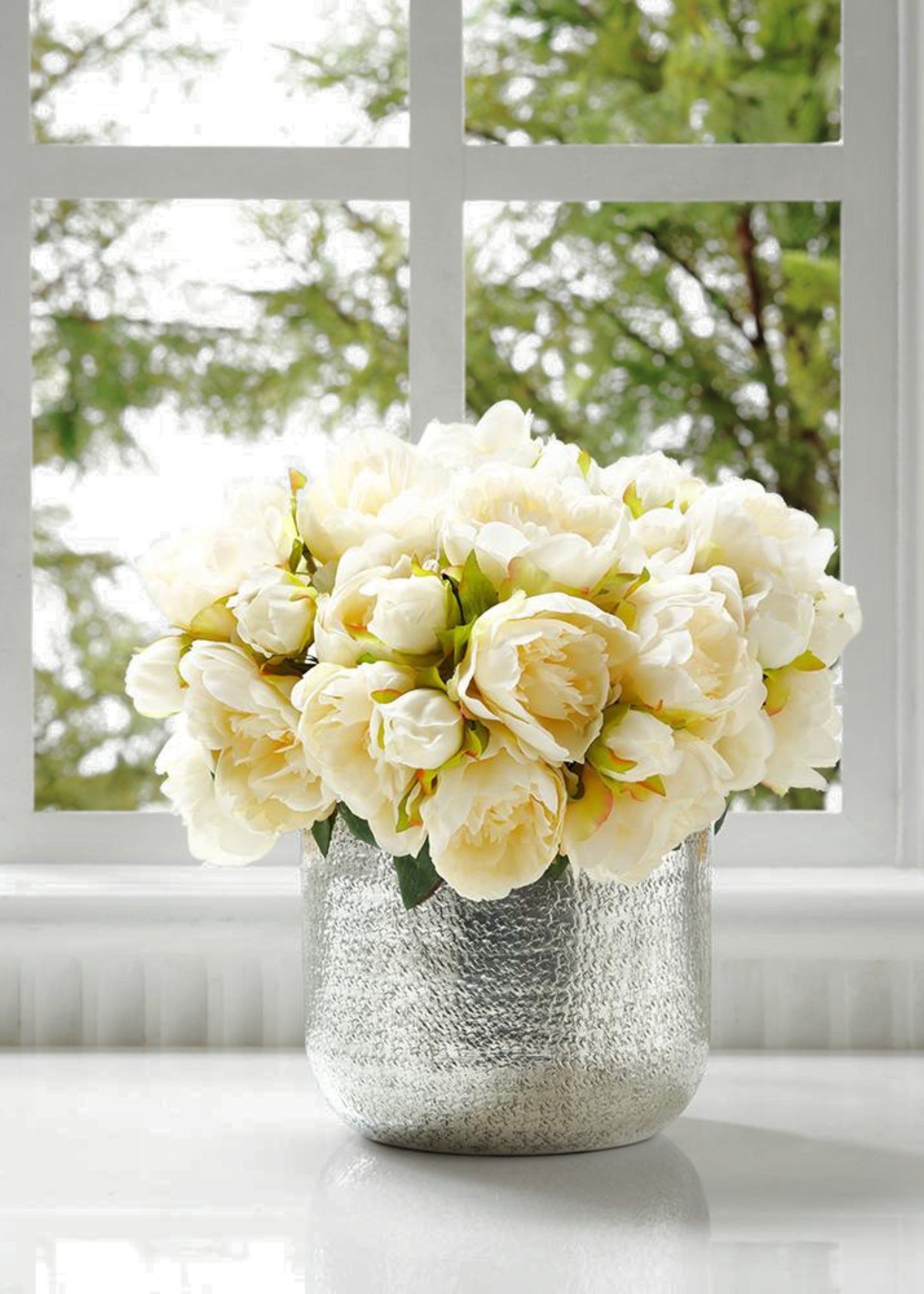 Cream Artificial Peony Bouquet for Wedding Decor