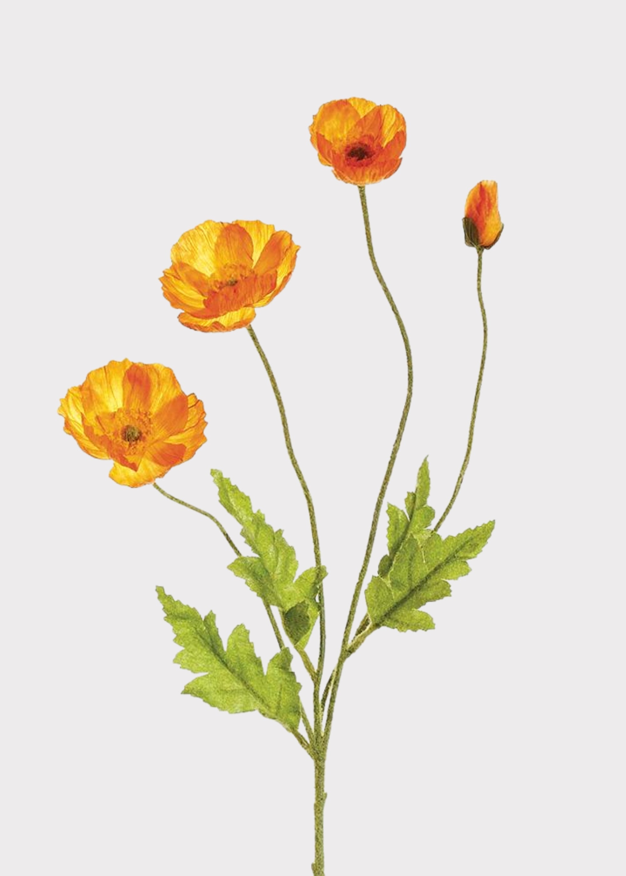 Orange Artificial Poppy Spray for Vase Styling