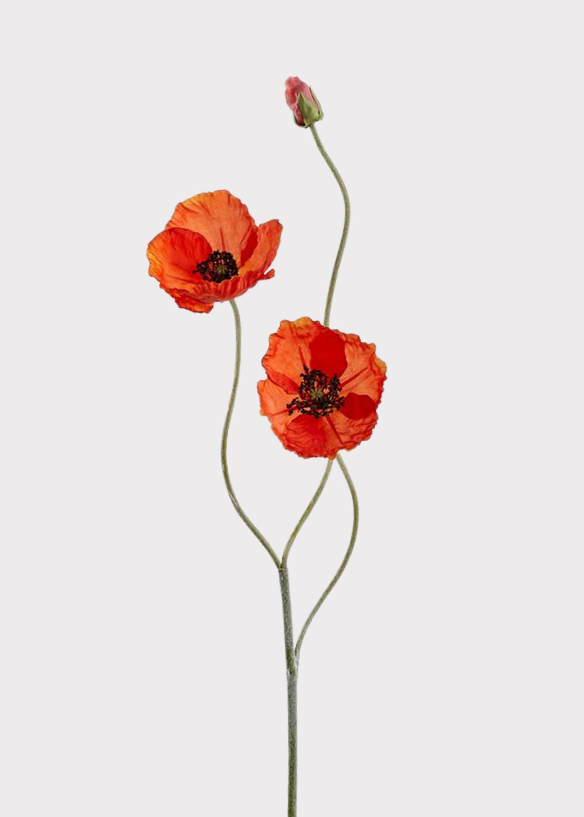 Orange Artificial Poppy Stem for Vase Styling
