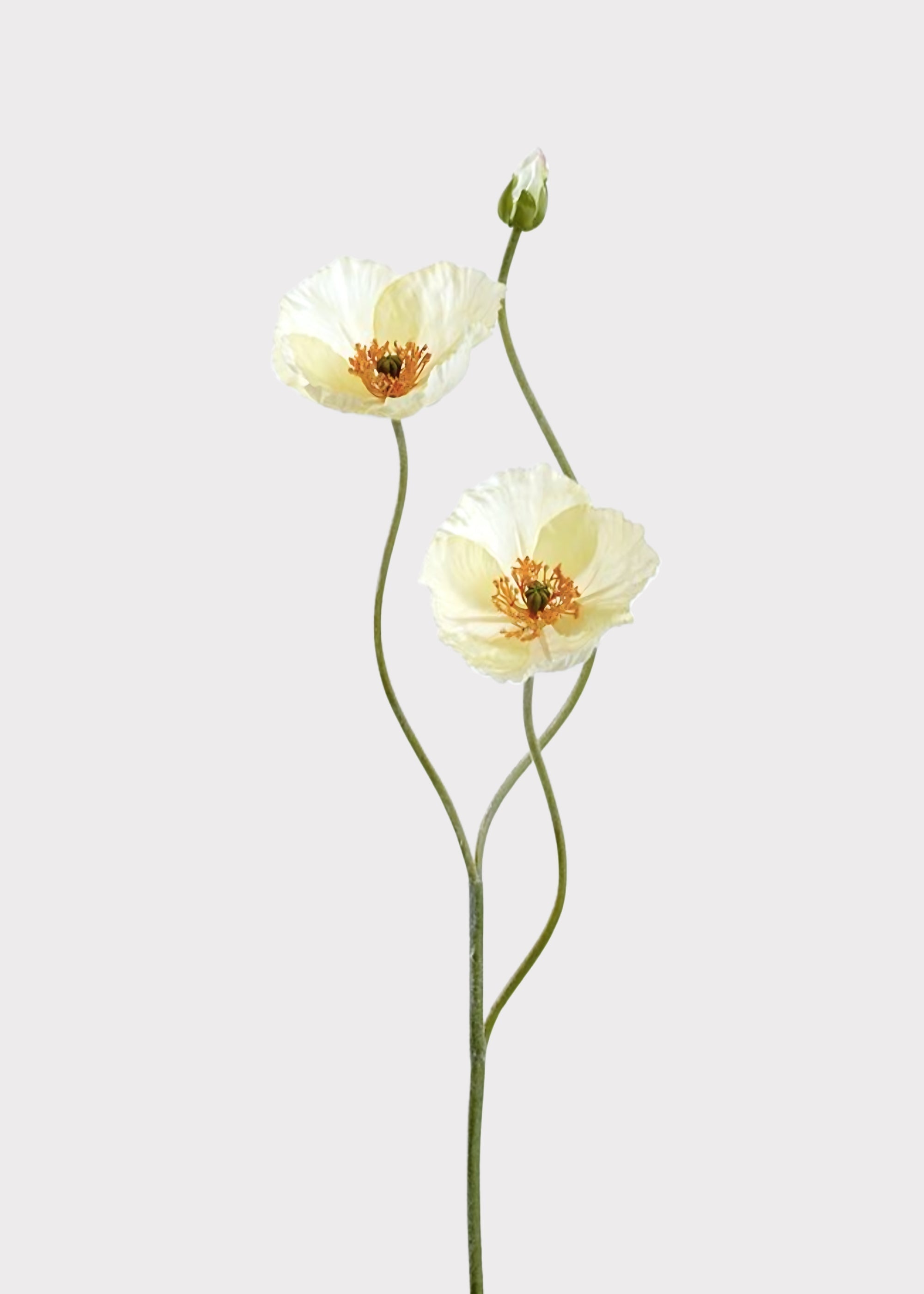 White Artificial Poppy Stem for Vase Styling