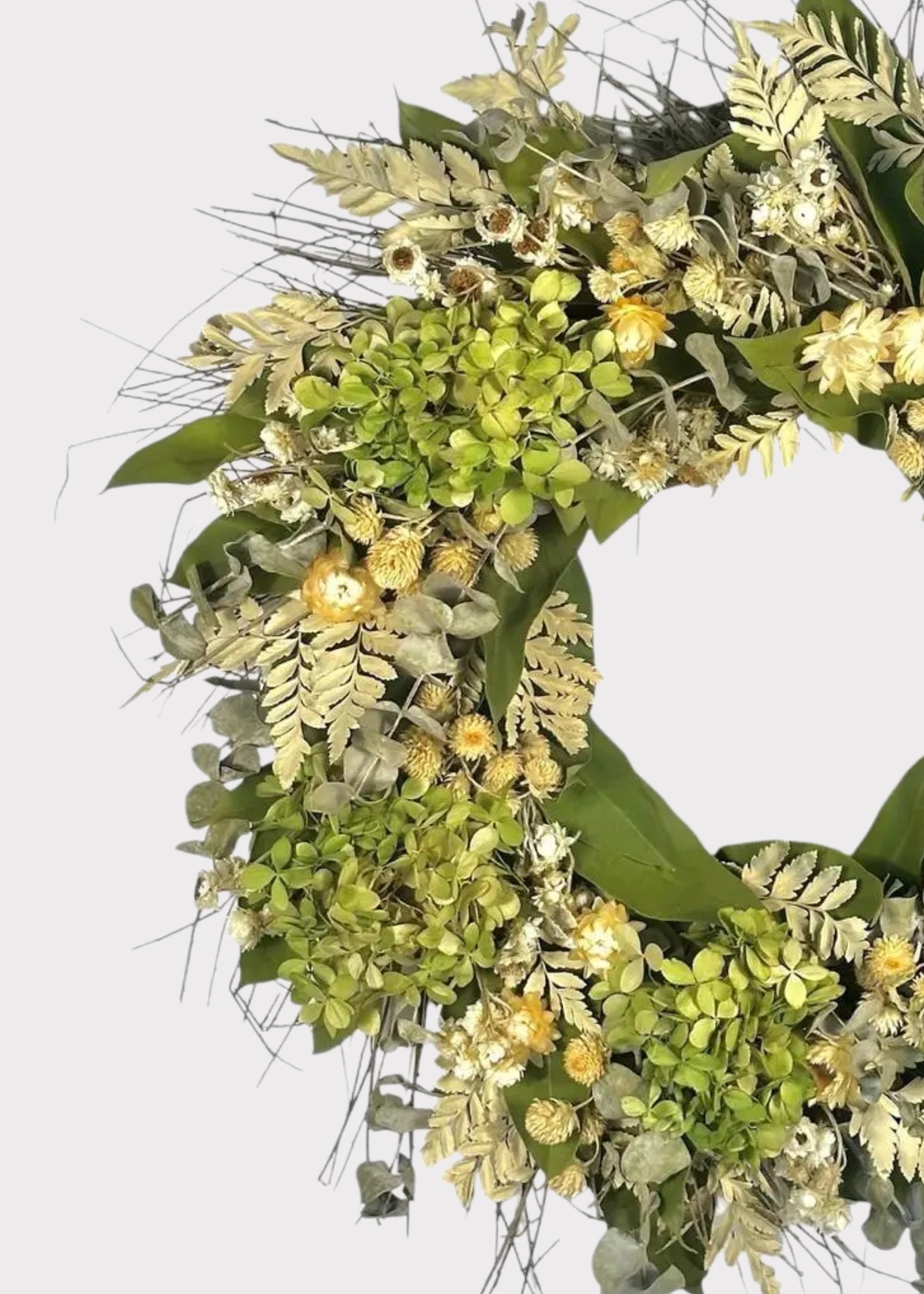 Cream Green Dried Eucalyptus Wreath for Table Centerpiece