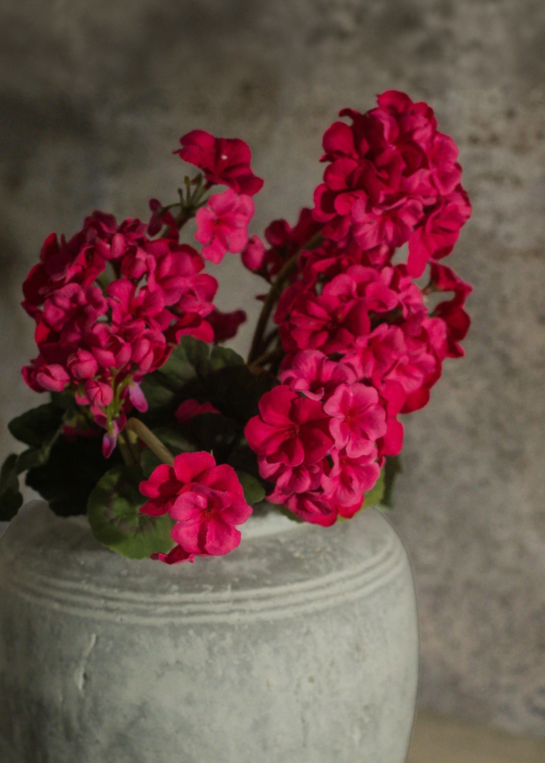 Dark Pink Artificial Geranium Bush for Home Decor
