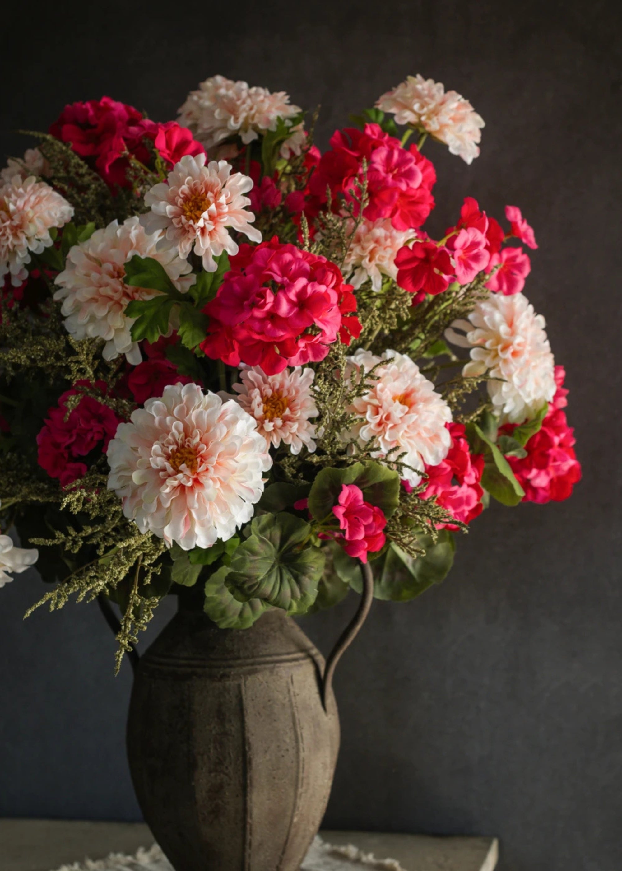 Dark Pink Artificial Geranium Bush for Entryway Arrangement