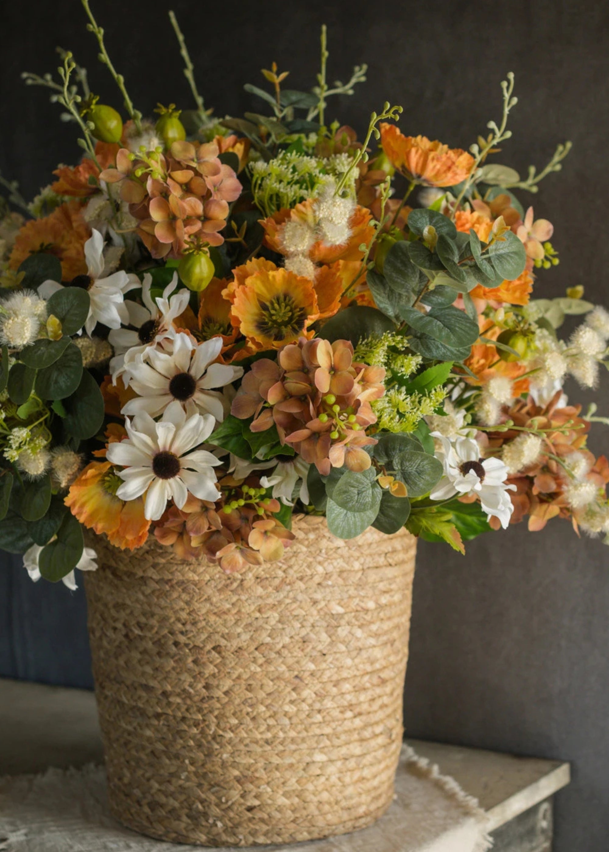 Orange Artificial Poppy Stem for Entryway Arrangement