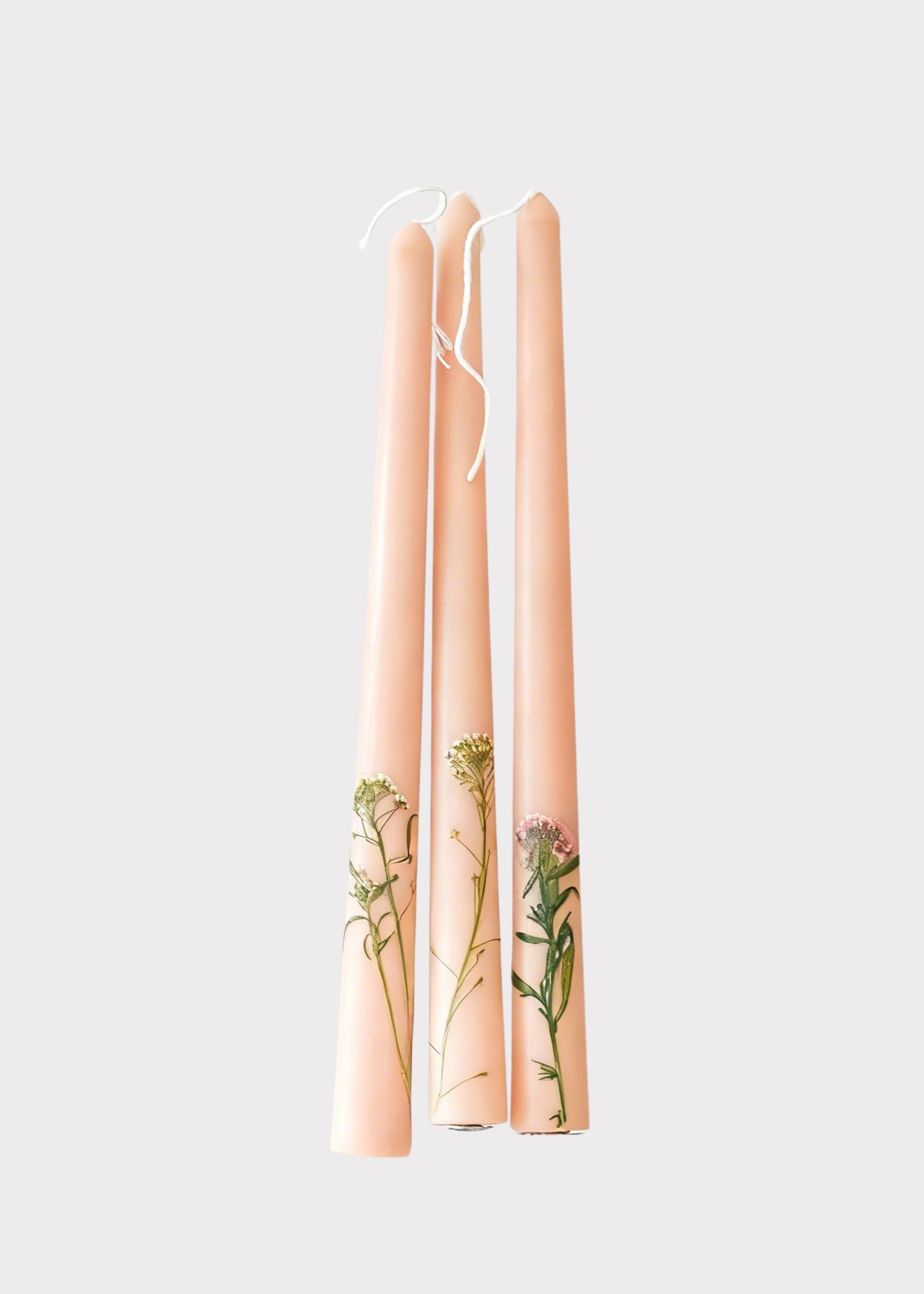 Set Handcrafted Beeswax Taper Candles for Vase Styling