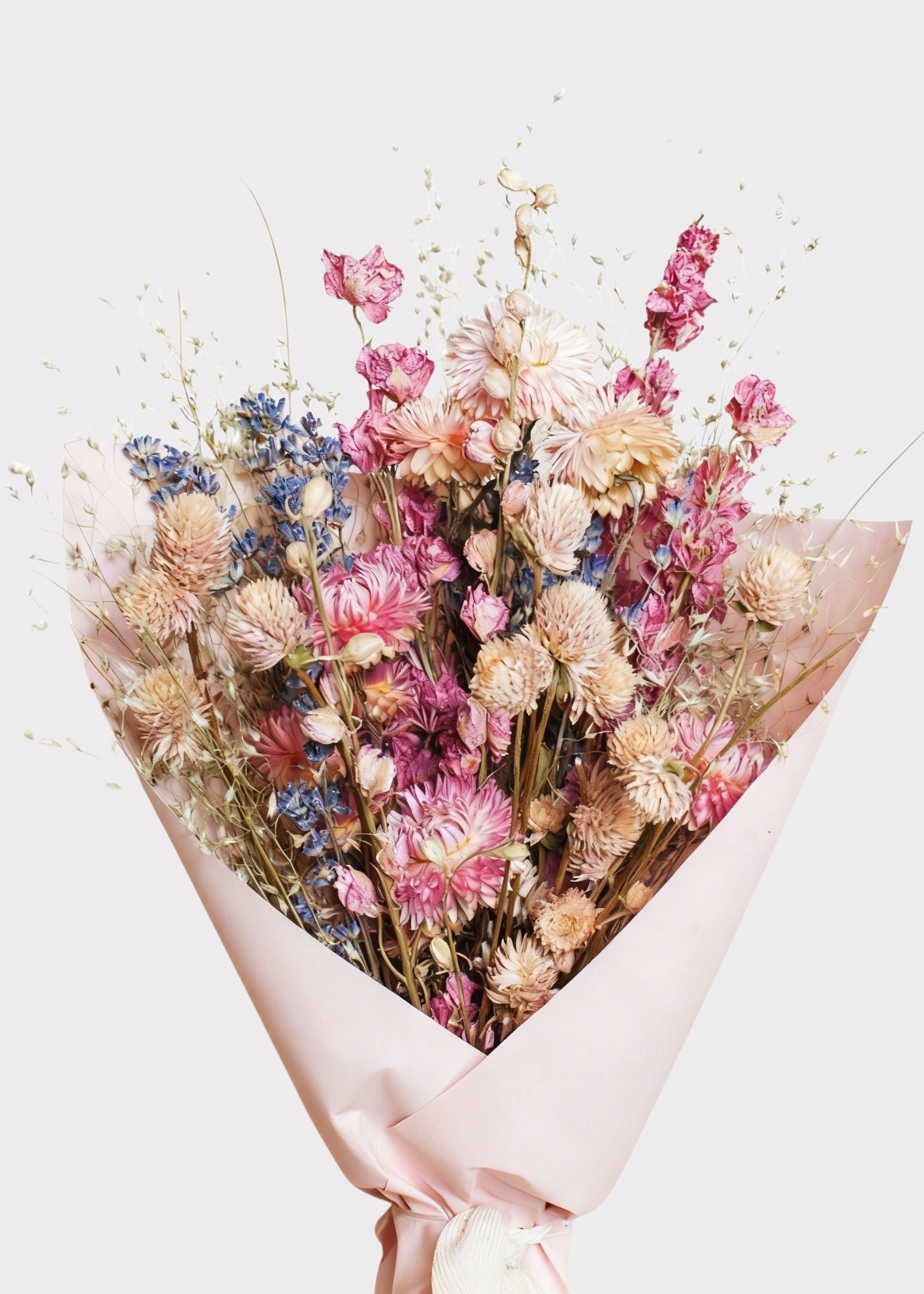 Pink Dried Soft Pink and Blue Small Bouquet Of for Vase Styling