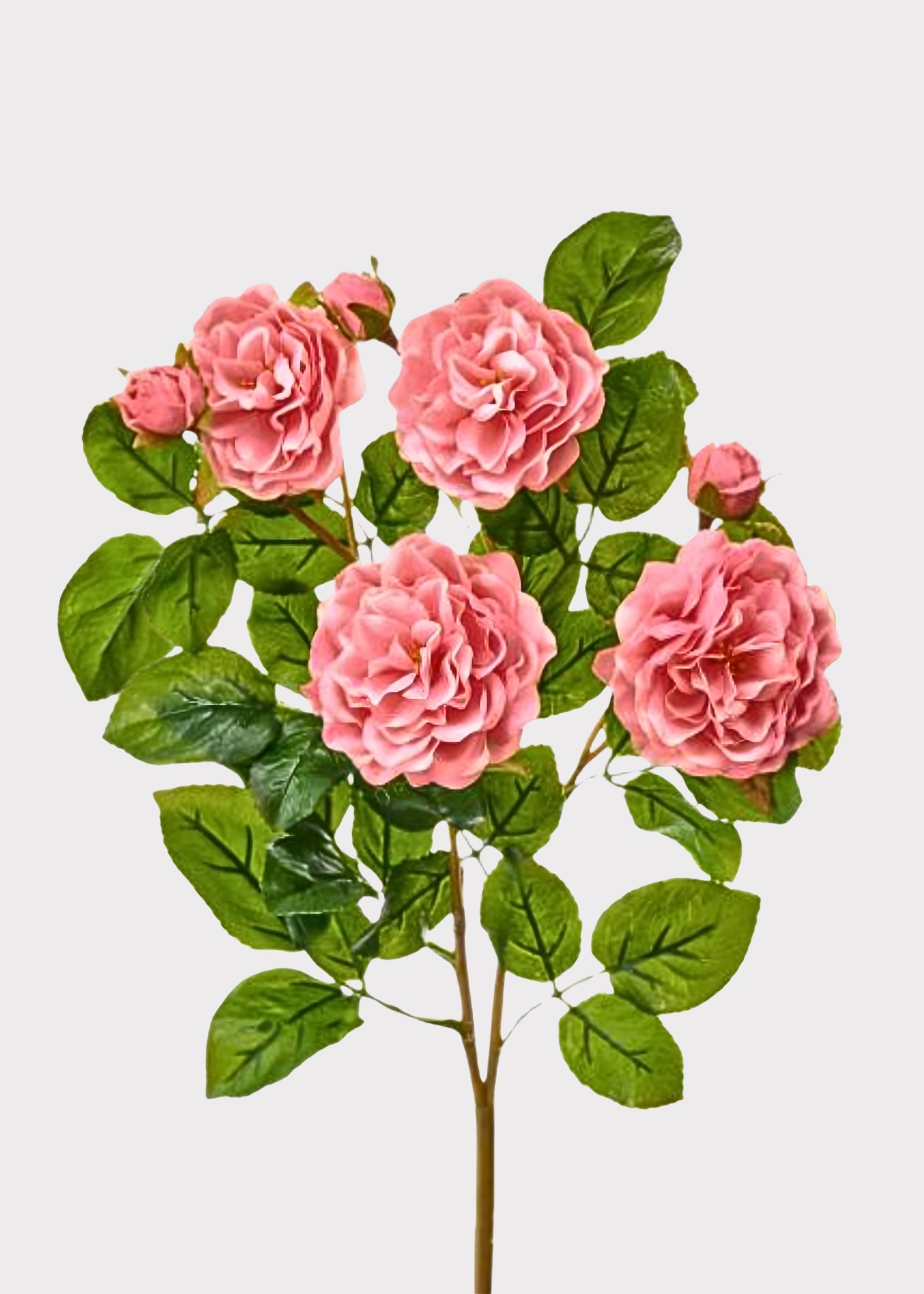 Pink Real Touch Artificial Rose Bush for Vase Styling