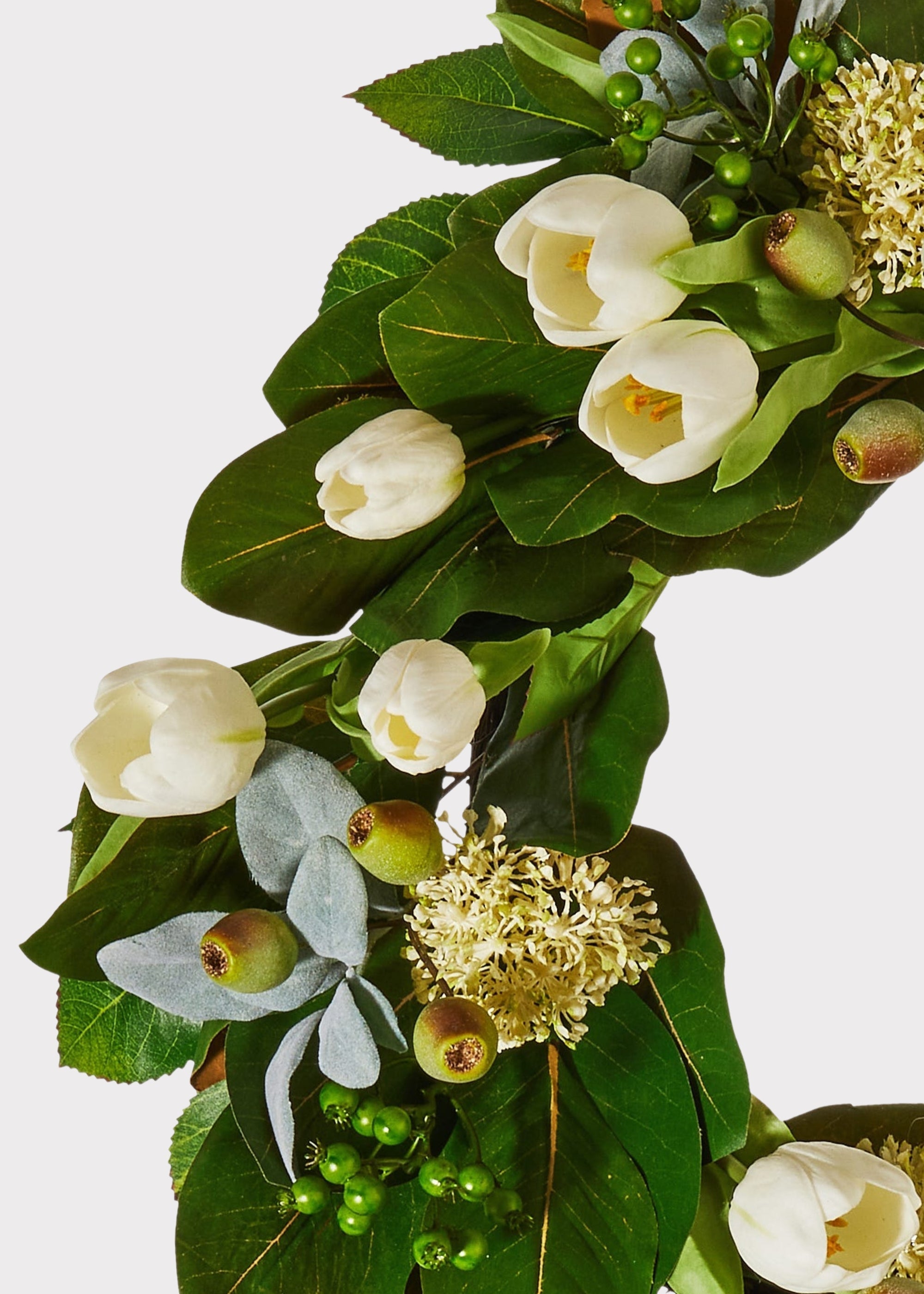 Cream Artificial Tulip Wreath for Table Centerpiece
