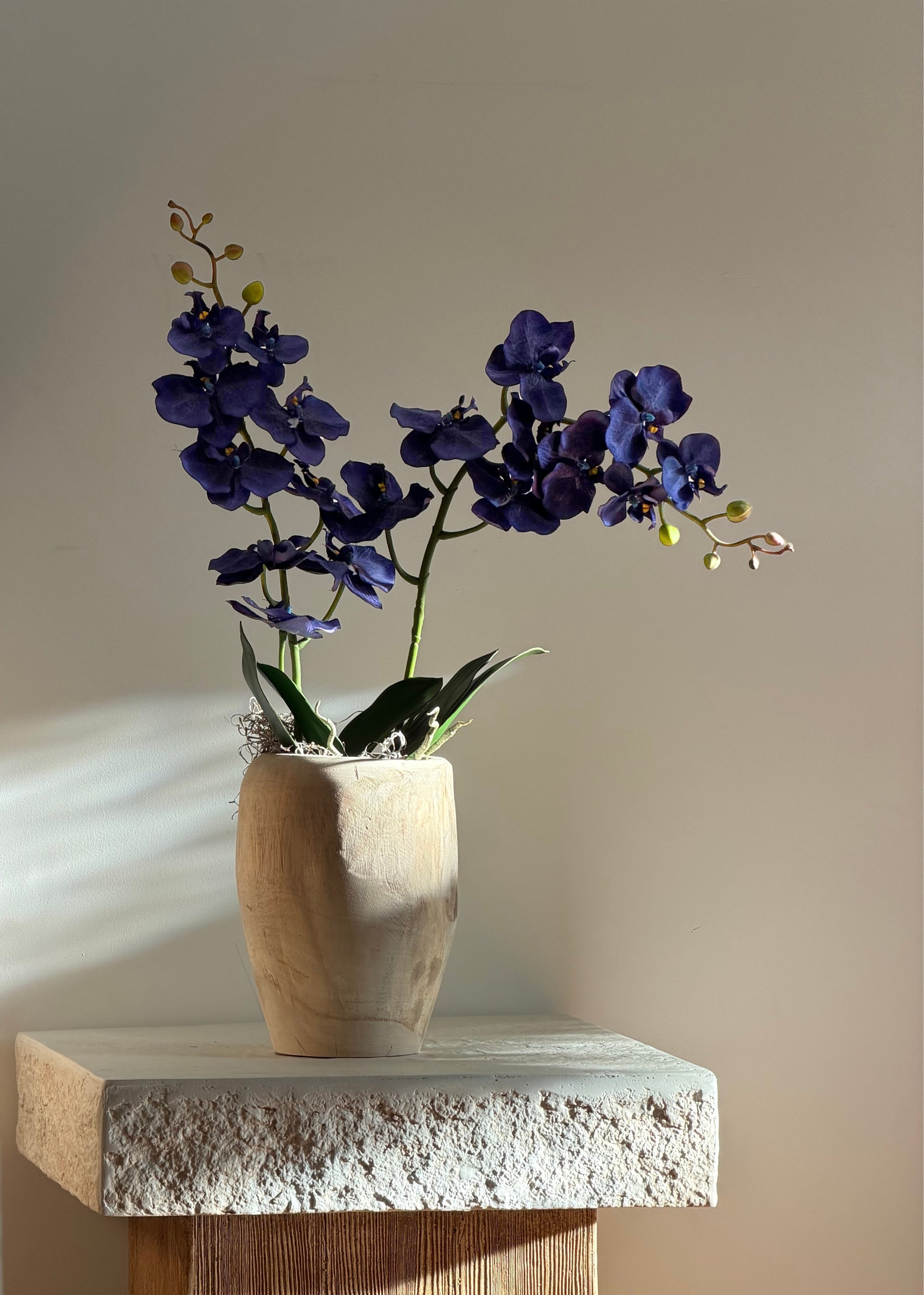 Brown Large Wood Floral Vase for Table Centerpiece