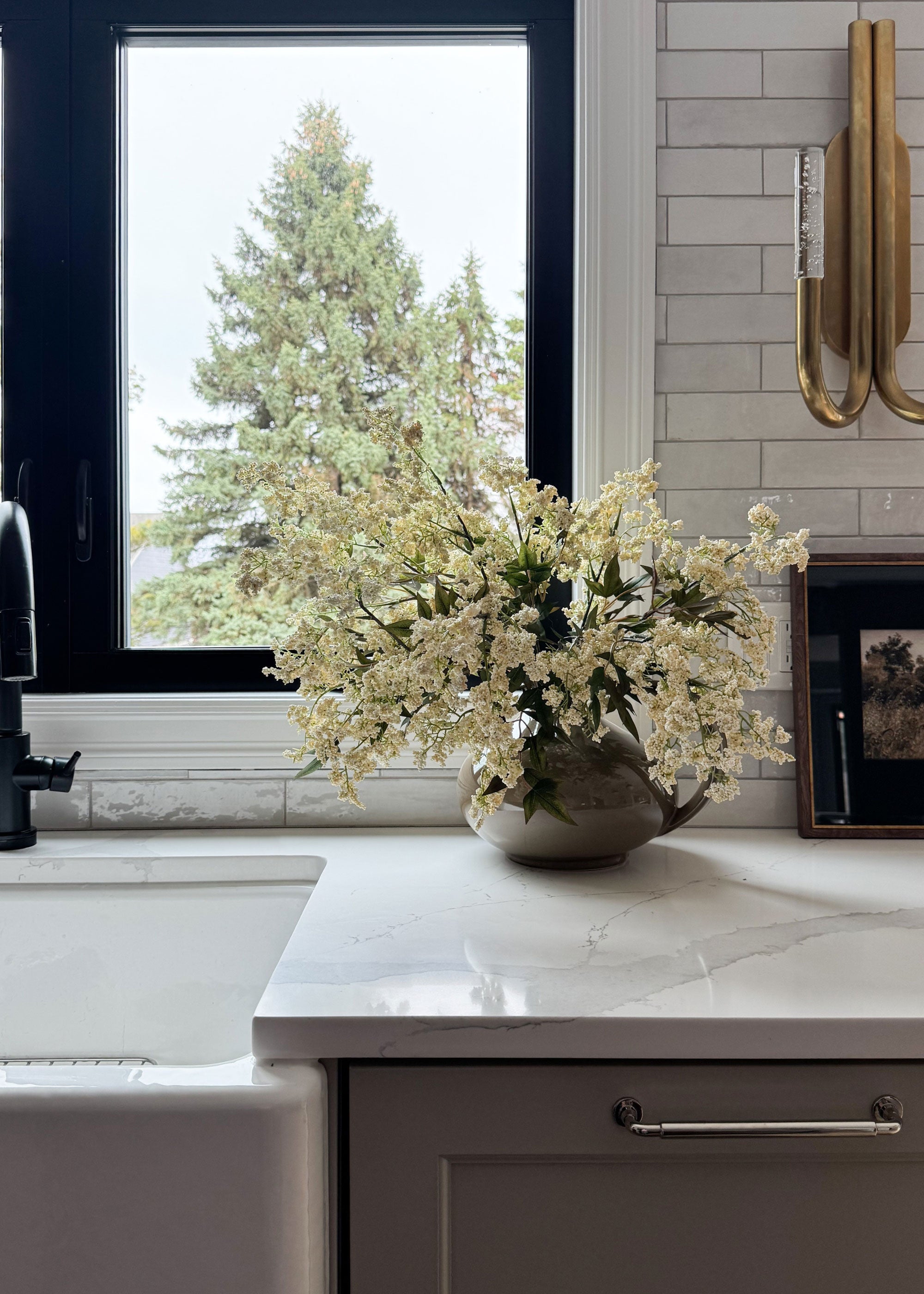 Cream Artificial Berry Branch for Entryway Arrangement