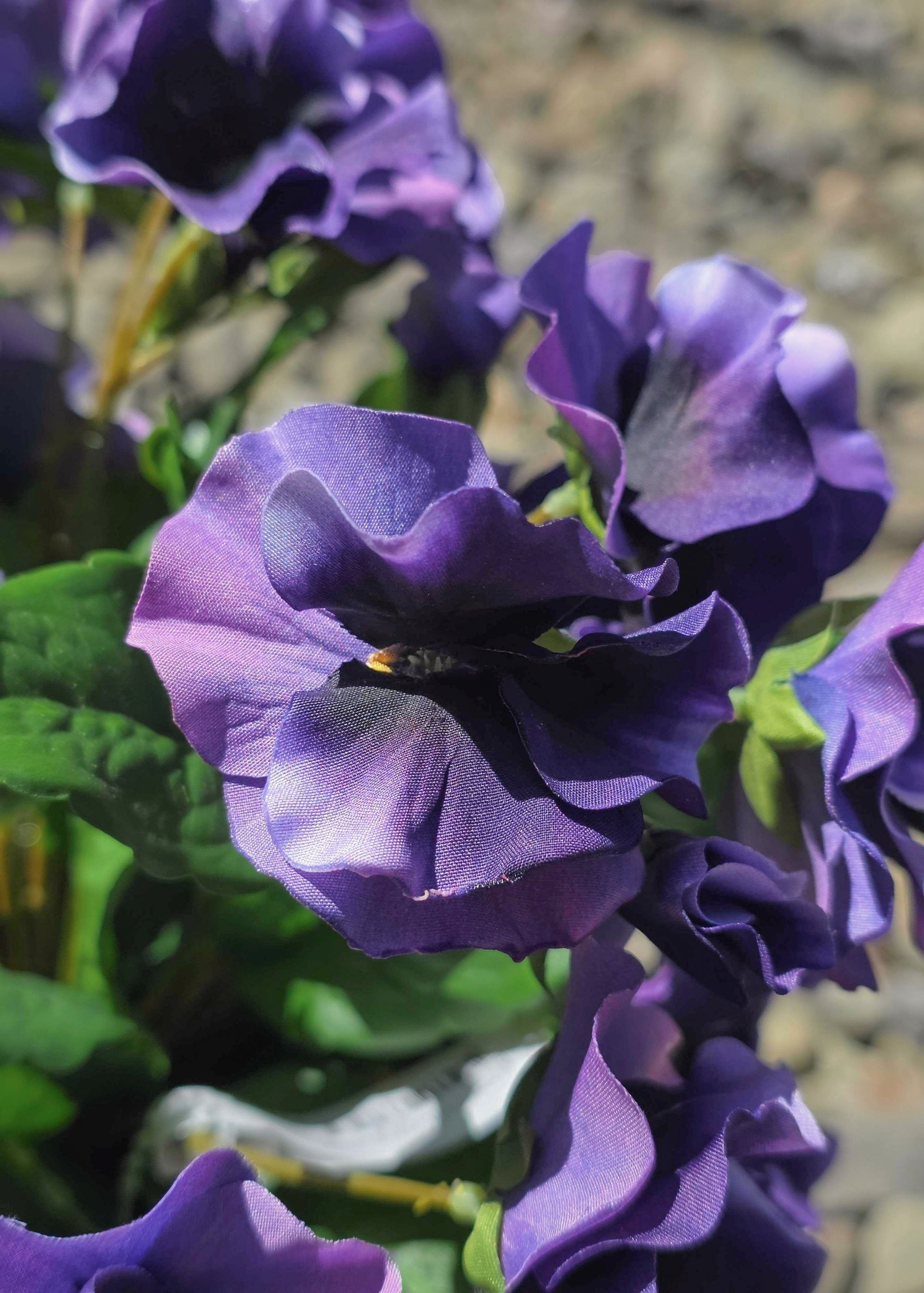 Purple Green Artificial Outdoor Purple Pansy Potted for Table Centerpiece