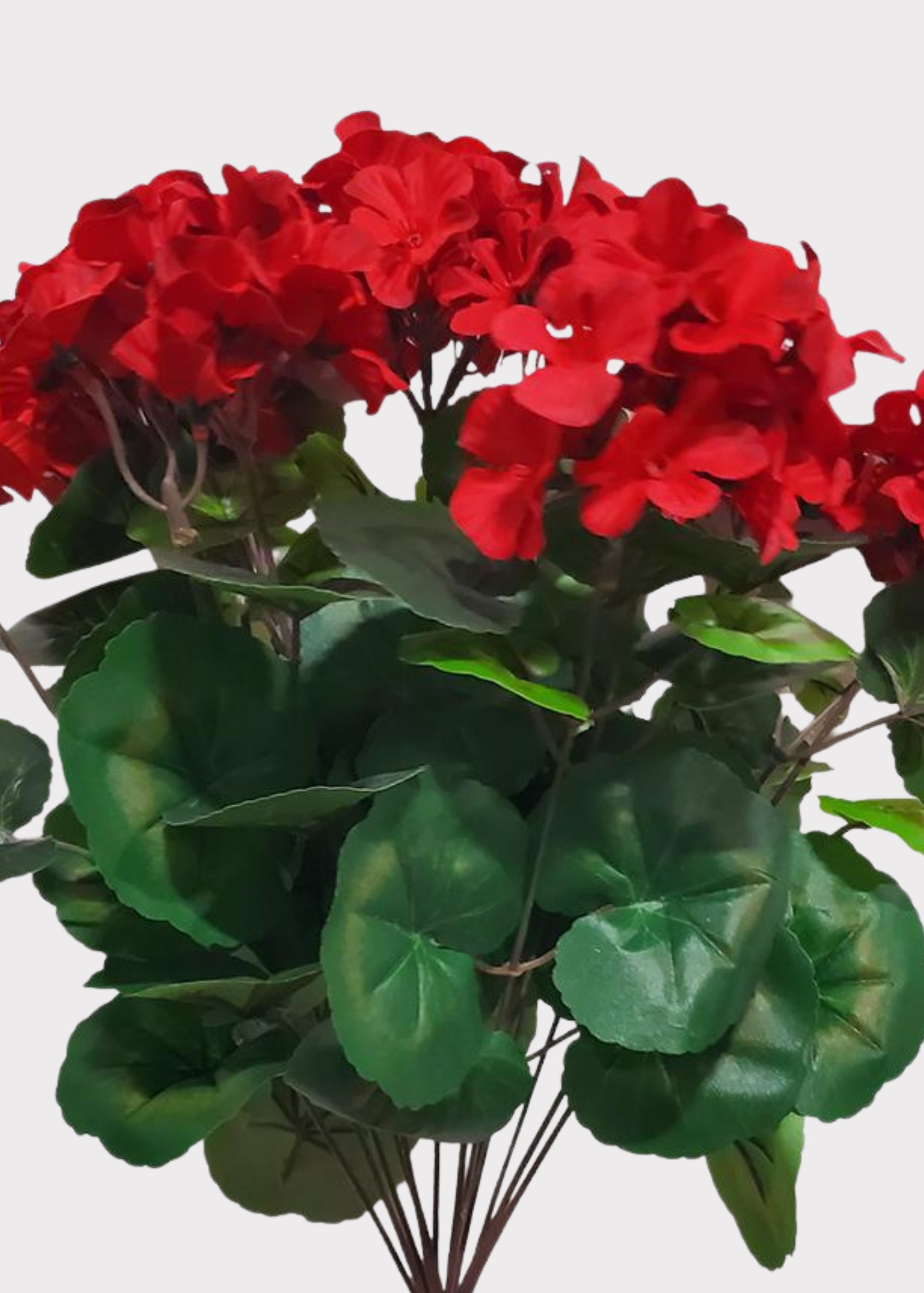 Red Artificial Geranium Bush for Home Decor