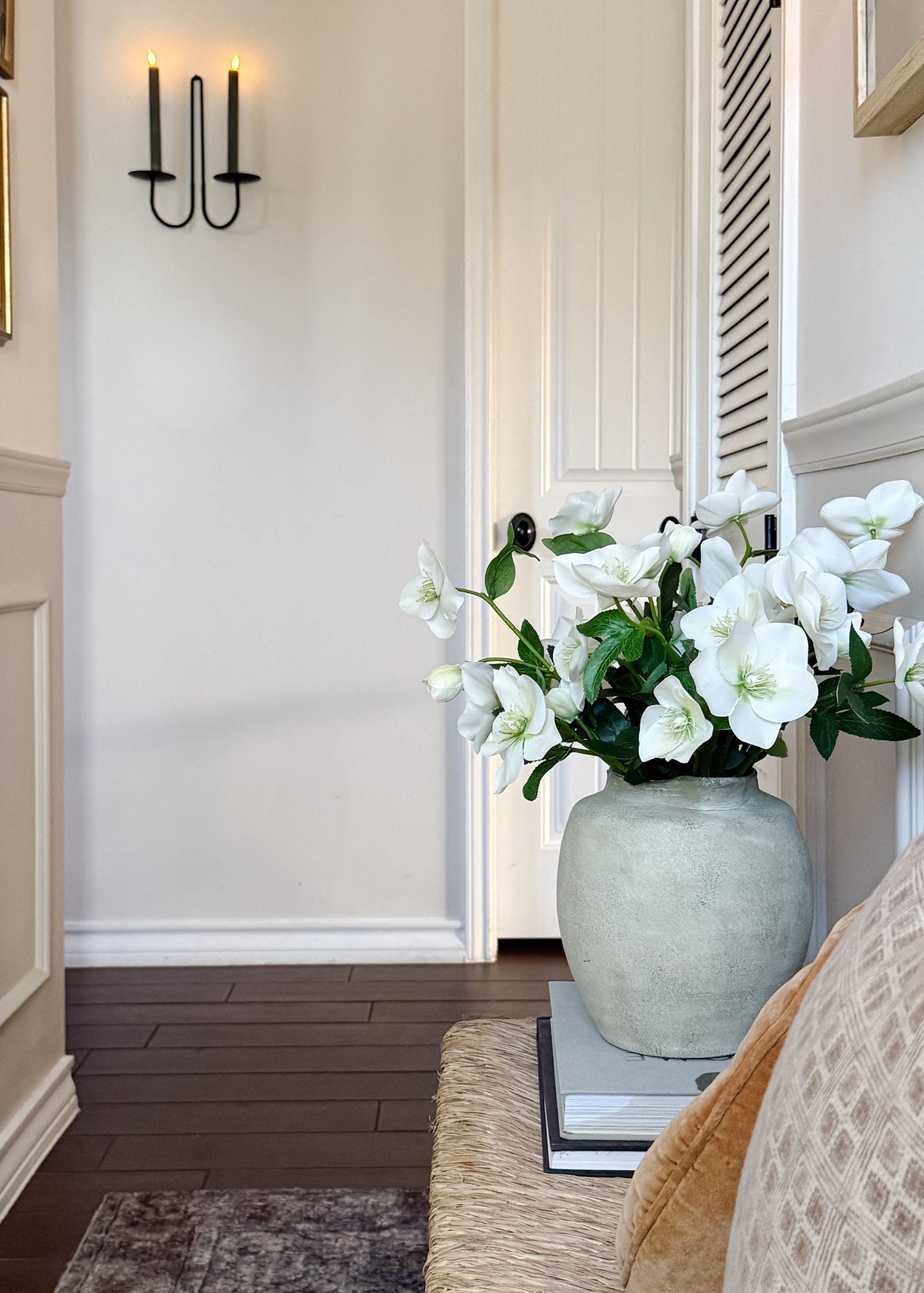 Cream Green Artificial Hellebore Bush for Home Decor